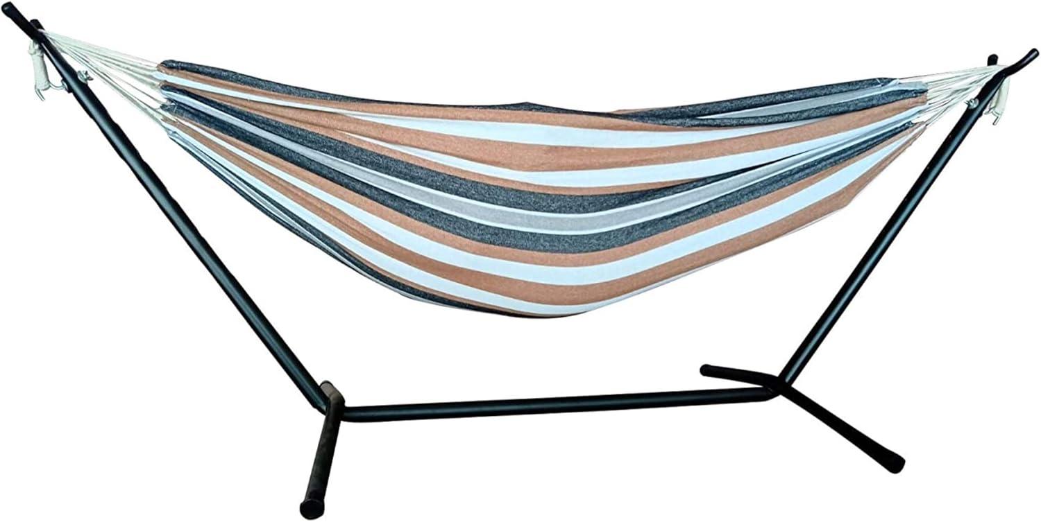 Desert Stripe Double Cotton Hammock with Steel Stand