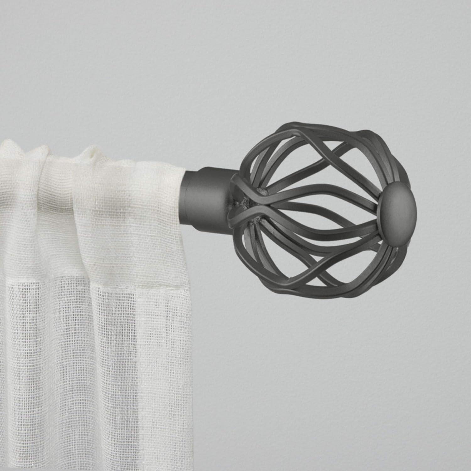 Exclusive Home Ogee 1" Curtain Rod and Coordinating Finial Set, Gunmetal, Adjustable 36"-72"