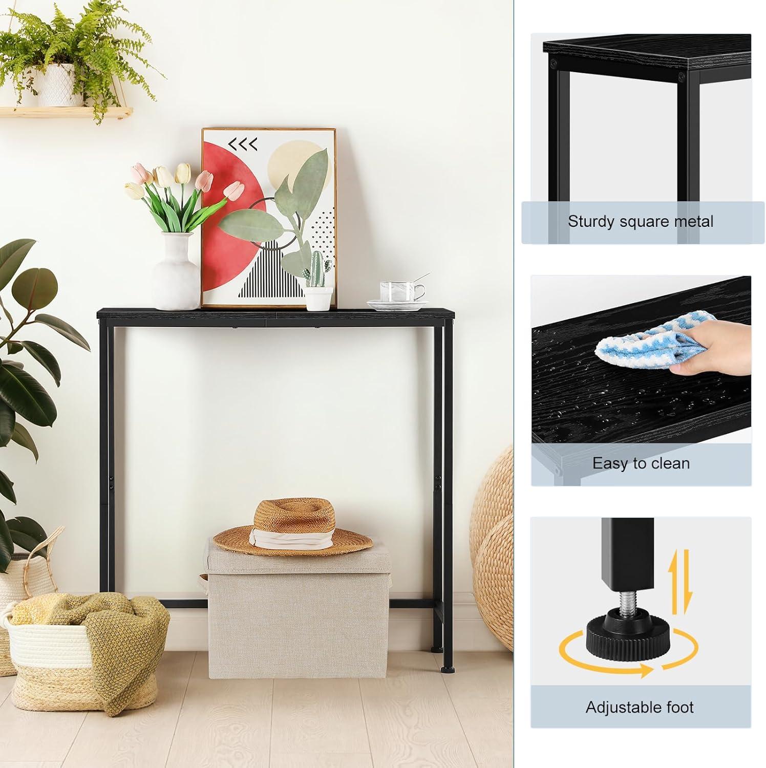 HOOBRO Narrow Console Table 29.5" Entryway Small Sofa Side Display Hallway Bedroom Foyer Black BK75XG01