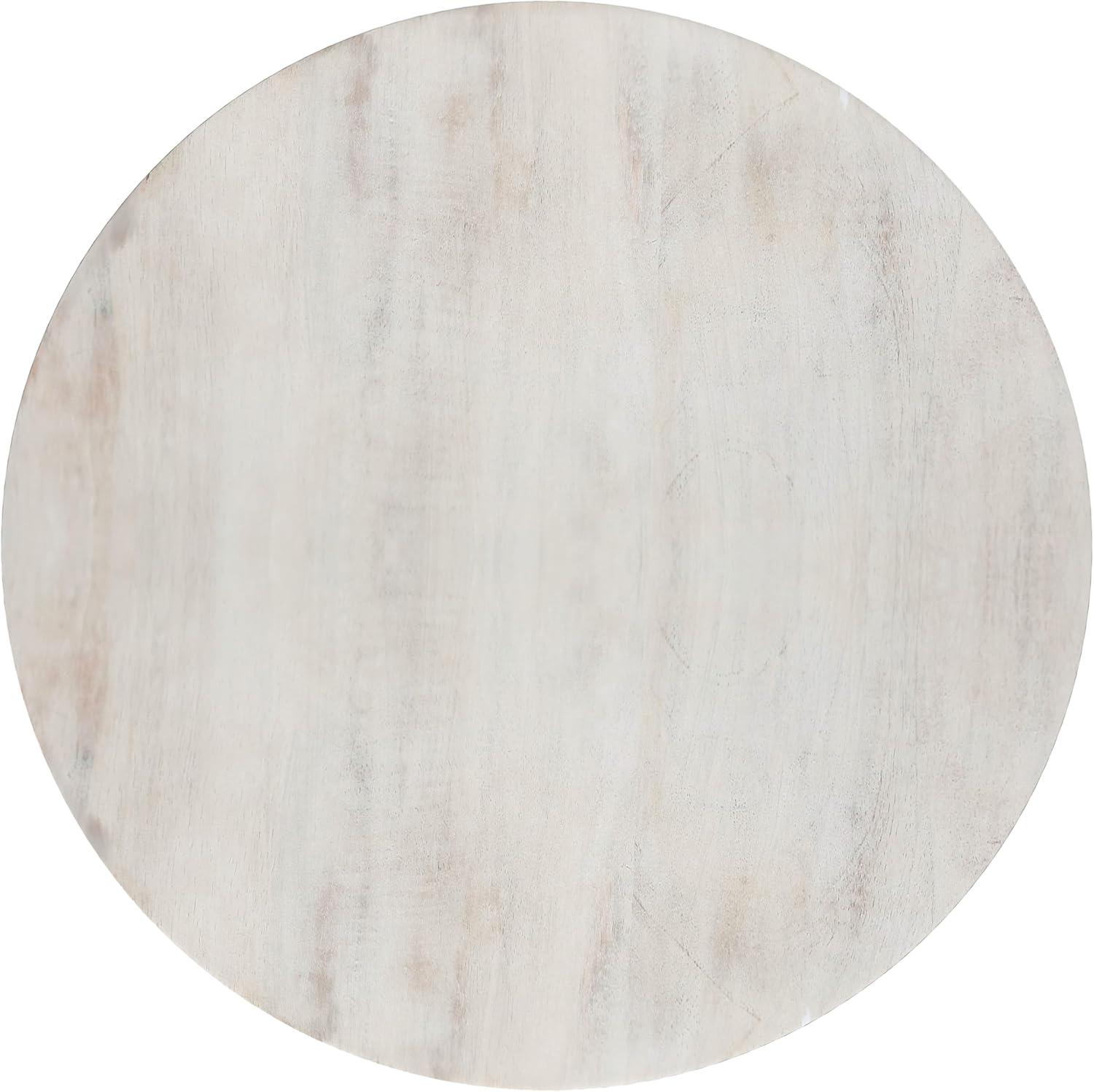 Simpli Home Robbie 16"W Solid Mango Wood Round Accent Table with Sculptural Design