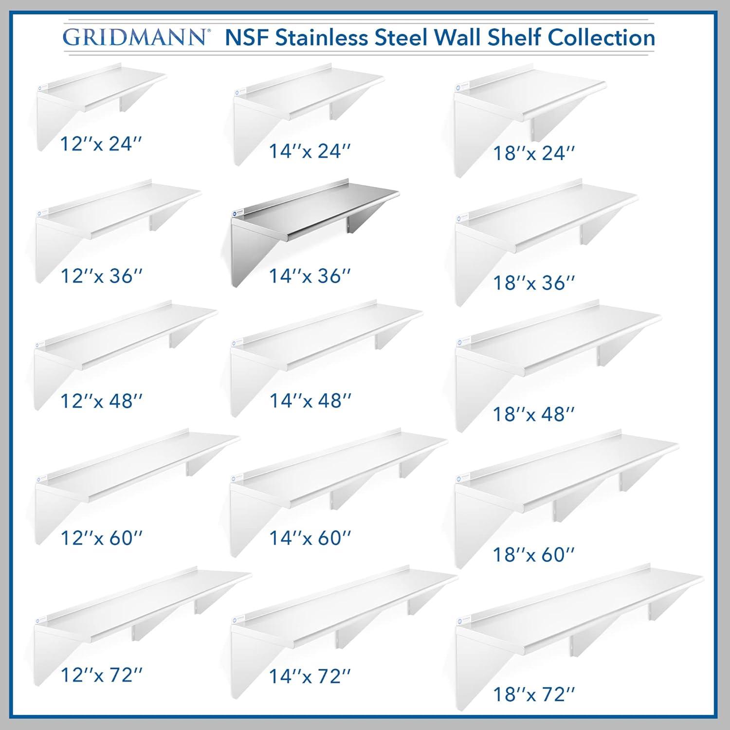 GRIDMANN NSF Stainless Steel Wall-Mount Shelf by Latitude Run