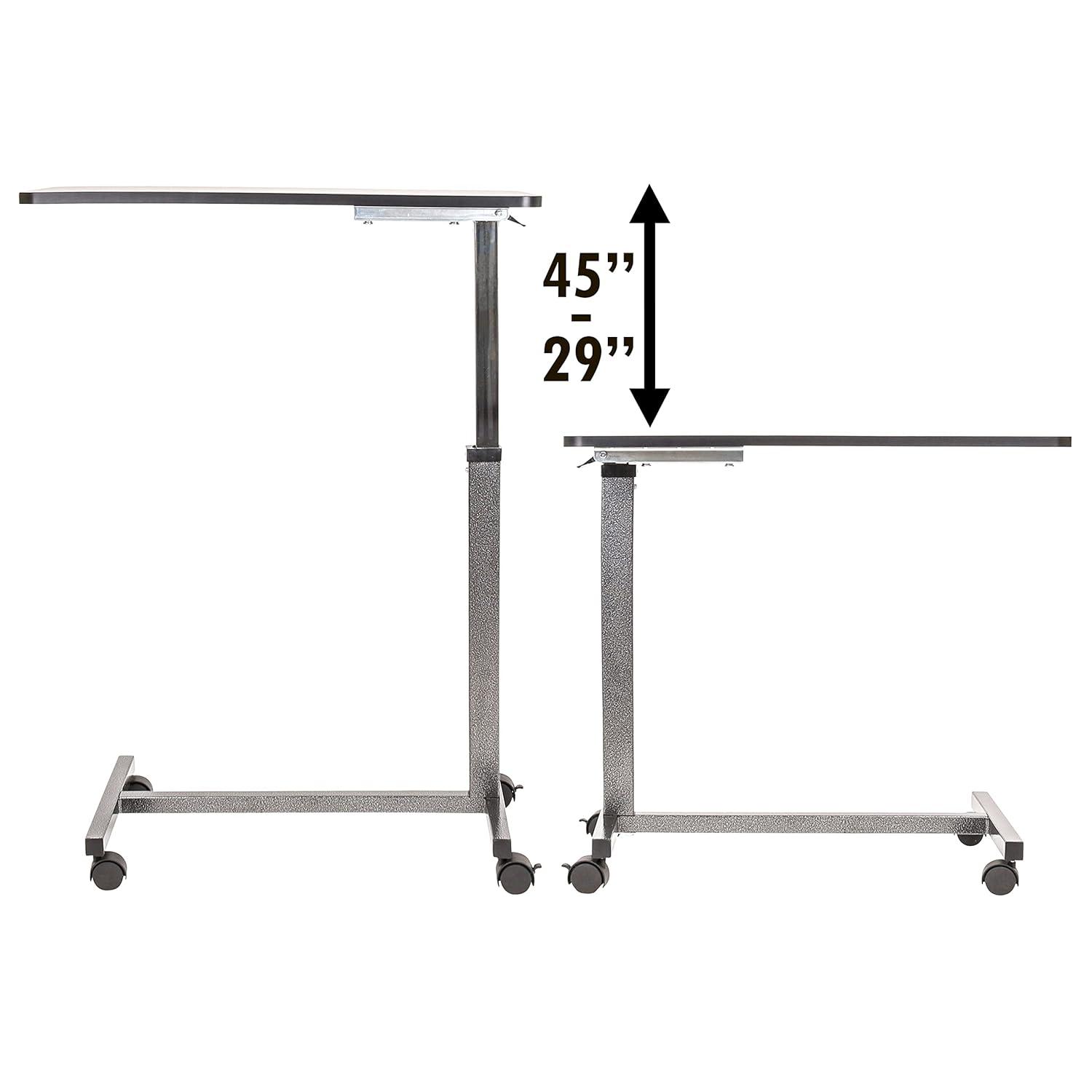 Carex Overbed Table with Adjustable Tray for Laptop, Portable with Wheels, For Home Use, Brown