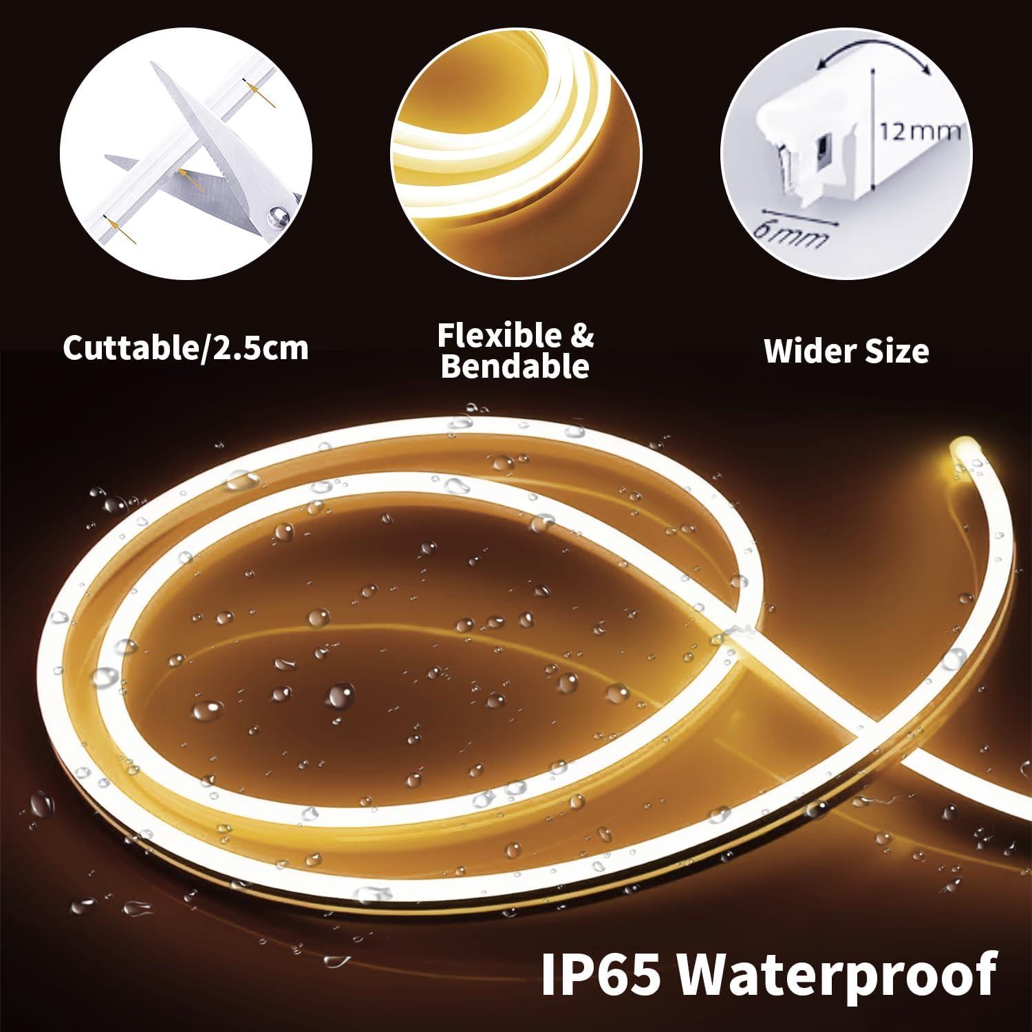 16.4ft White LED Neon Strip Lights for Indoor/Outdoor Use
