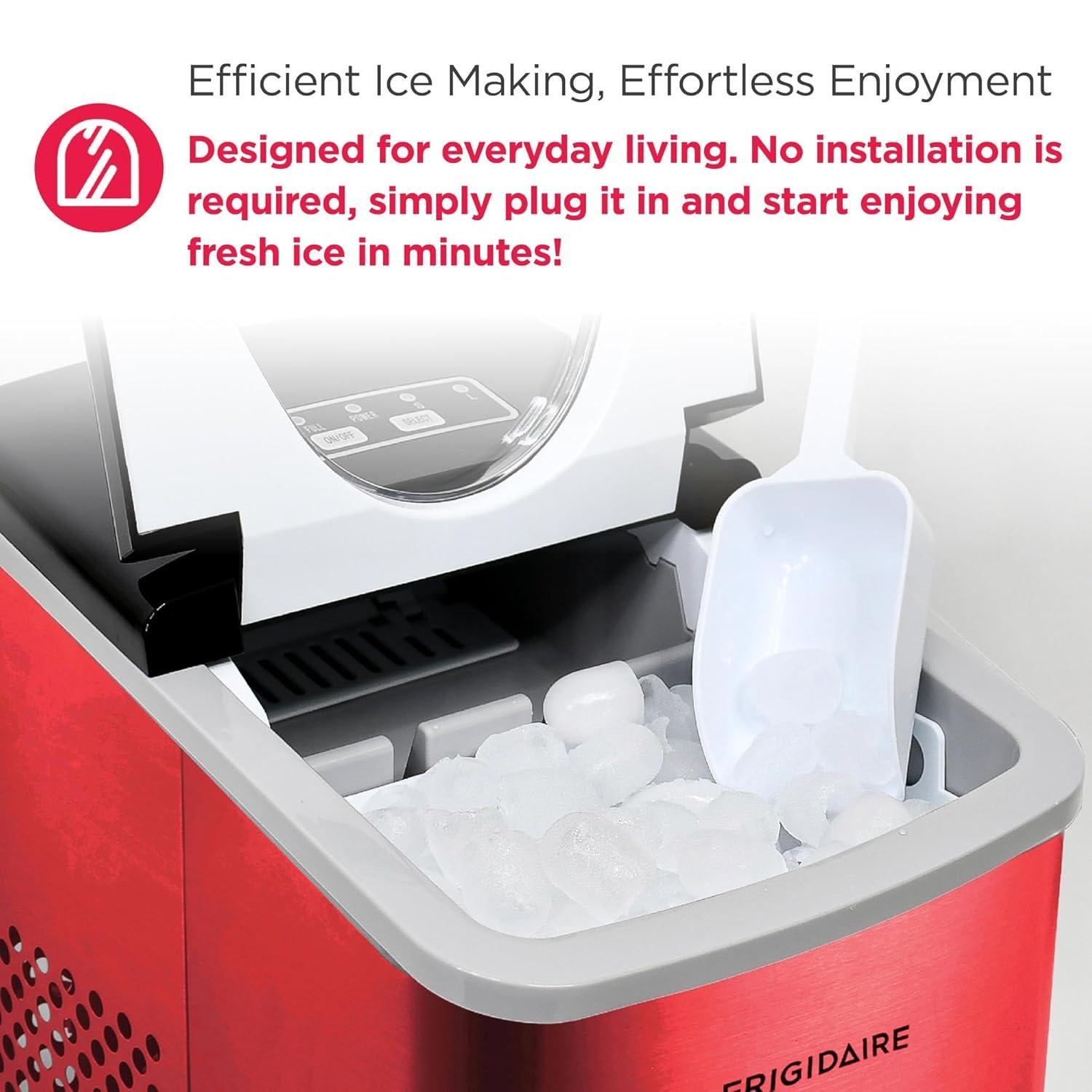 Frigidaire Ice Maker with 26 lbs. Capacity Countertop Stainless Steel Ice Maker with Transparent Window
