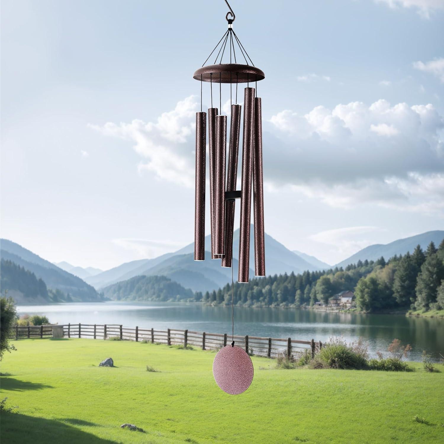 45" Bronze Deep Tone Memorial Wind Chimes with 6 Aluminum Tubes