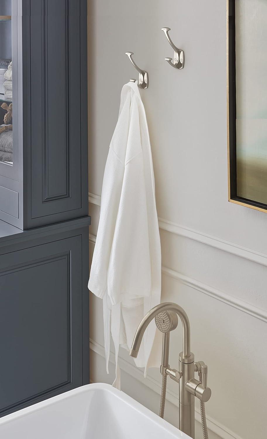 Amerock Vicinity Traditional Double Prong Satin Nickel Wall Hook