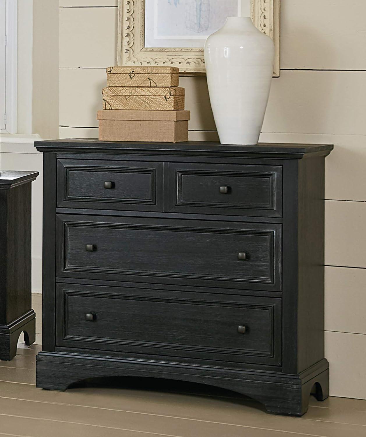 Farmhouse Basics Rustic Black 3-Drawer Chest with Modern Black Hardware