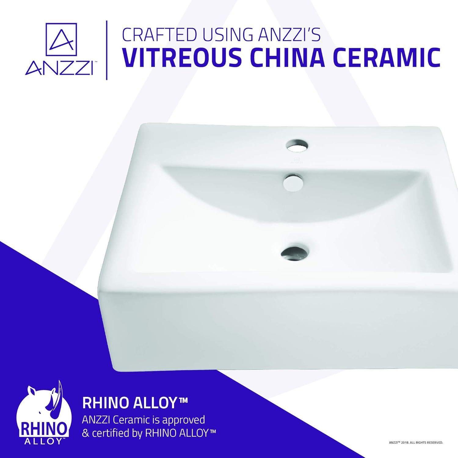 ANZZI Vitruvius Series 16.3'' White Vitreous China Rectangular Bathroom Sink with Overflow