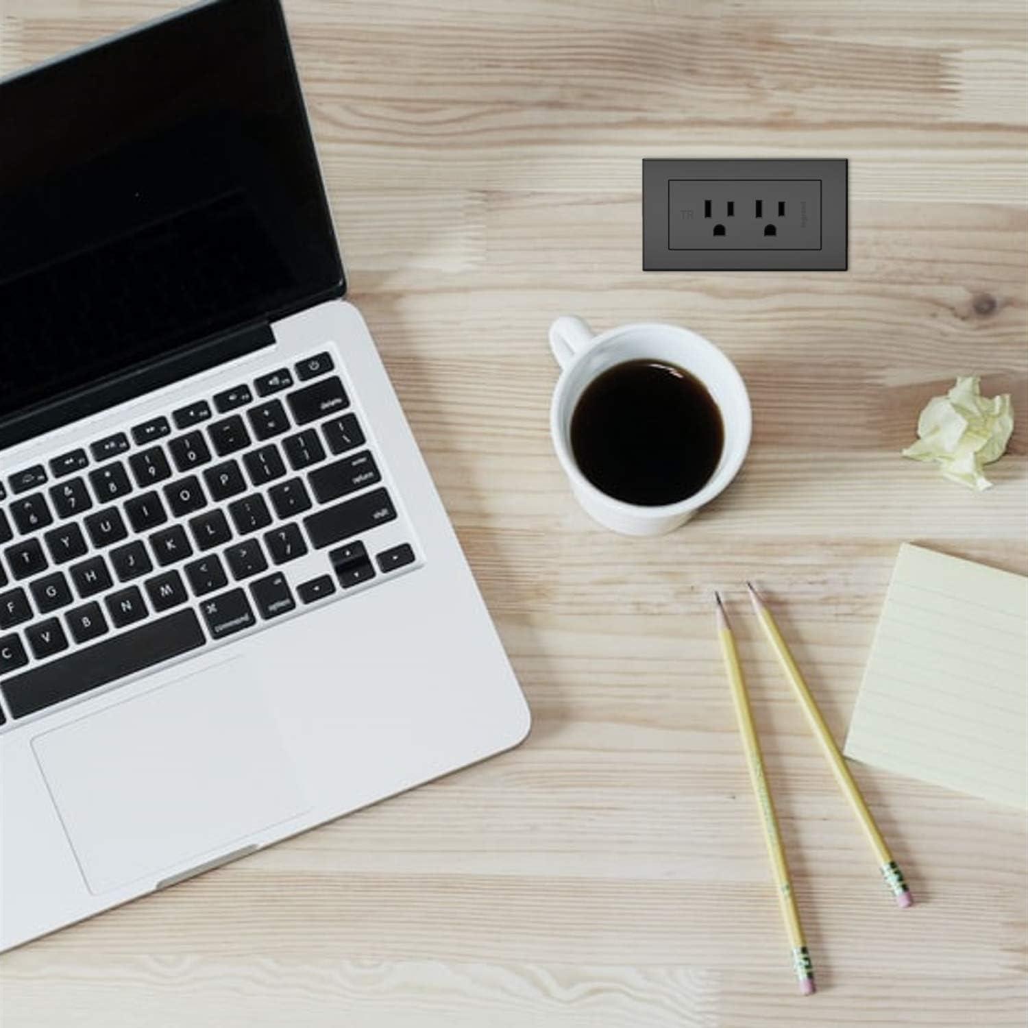 Black Recessed Power Strip with 10-Foot Cord