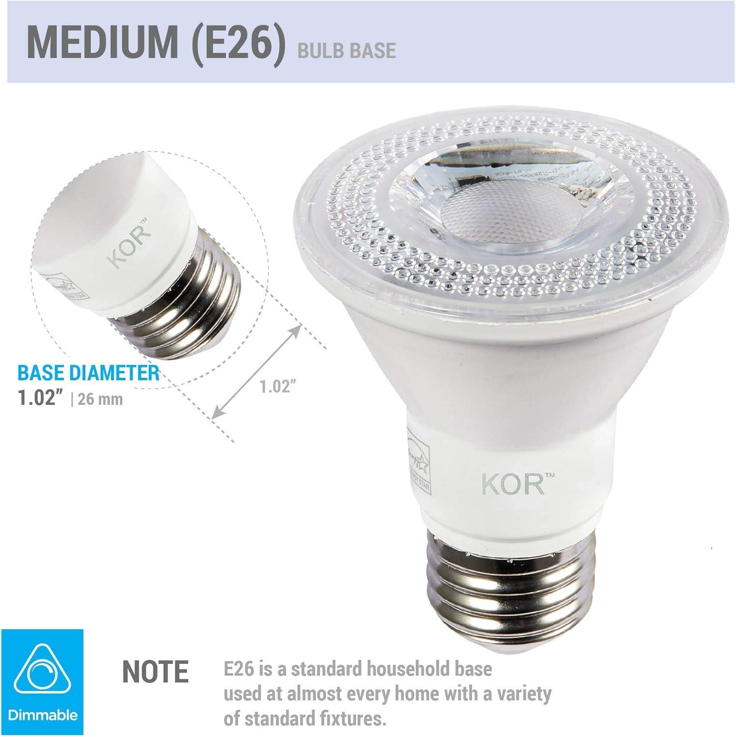 KOR 6-Pack White Dimmable LED PAR20 Flood Light Bulbs