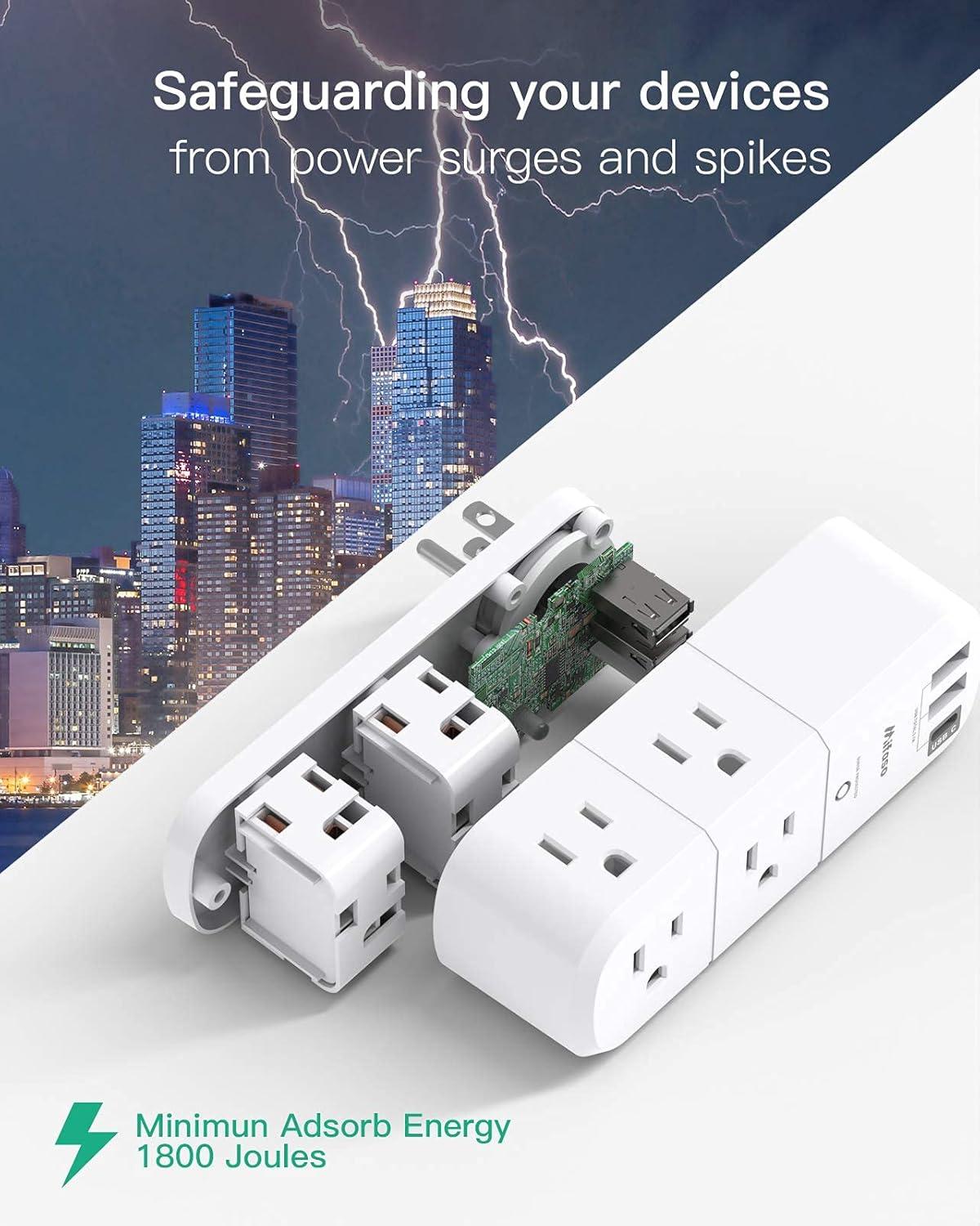 White 10-Piece USB Outlet Extender with Rotating Plug