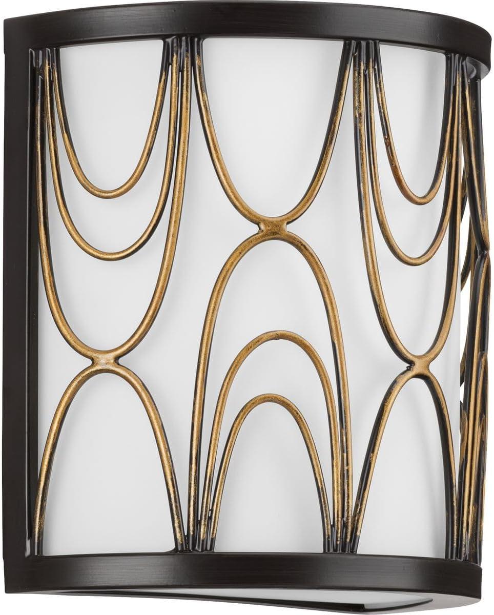 Progress Lighting Cirrine 1-Light Wall Sconce, Antique Bronze, Etched White Glass