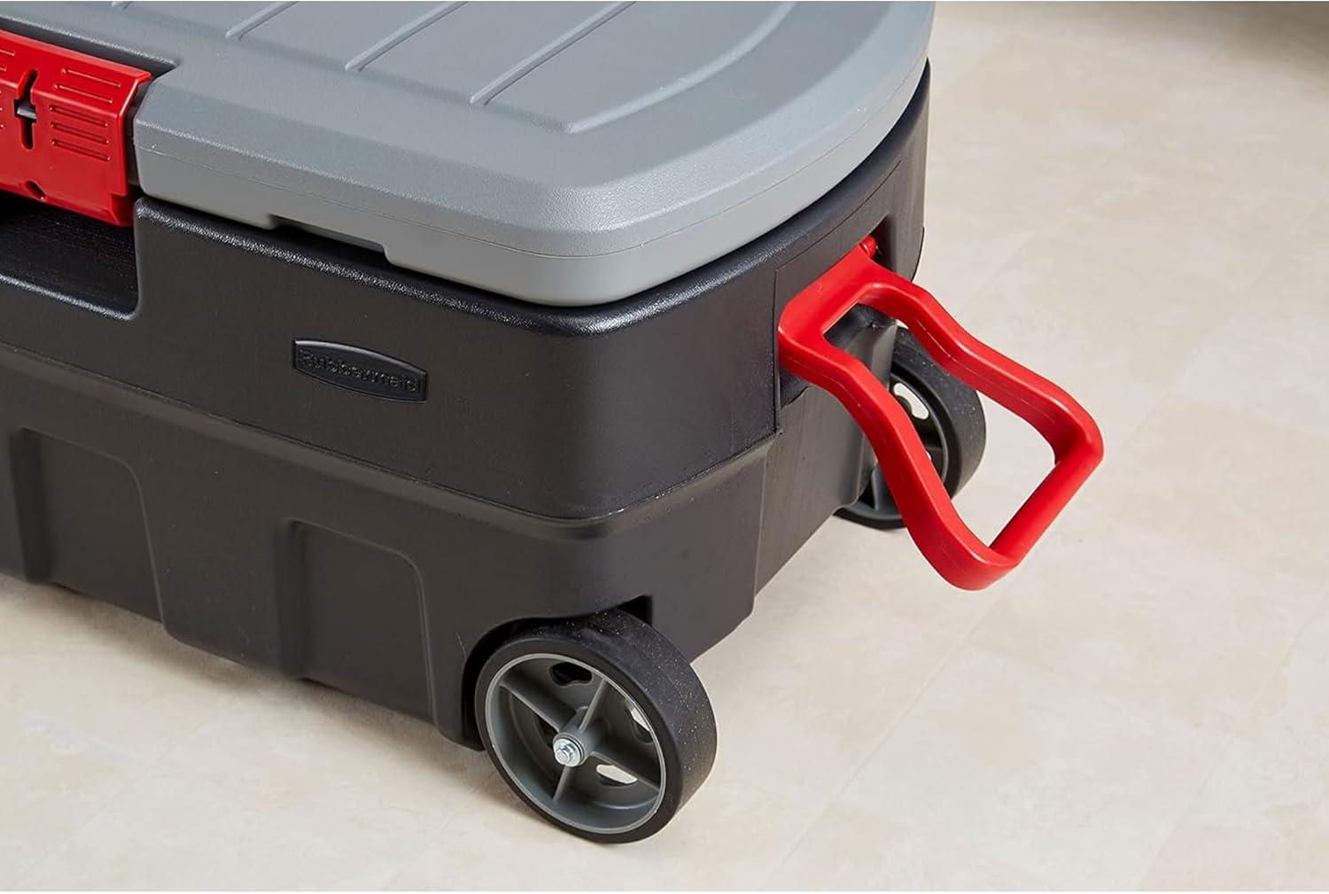 Rubbermaid Rubbermaid 35 Gal Wheeled Action Packer Heavy Duty Storage Tote with Lockable Lid