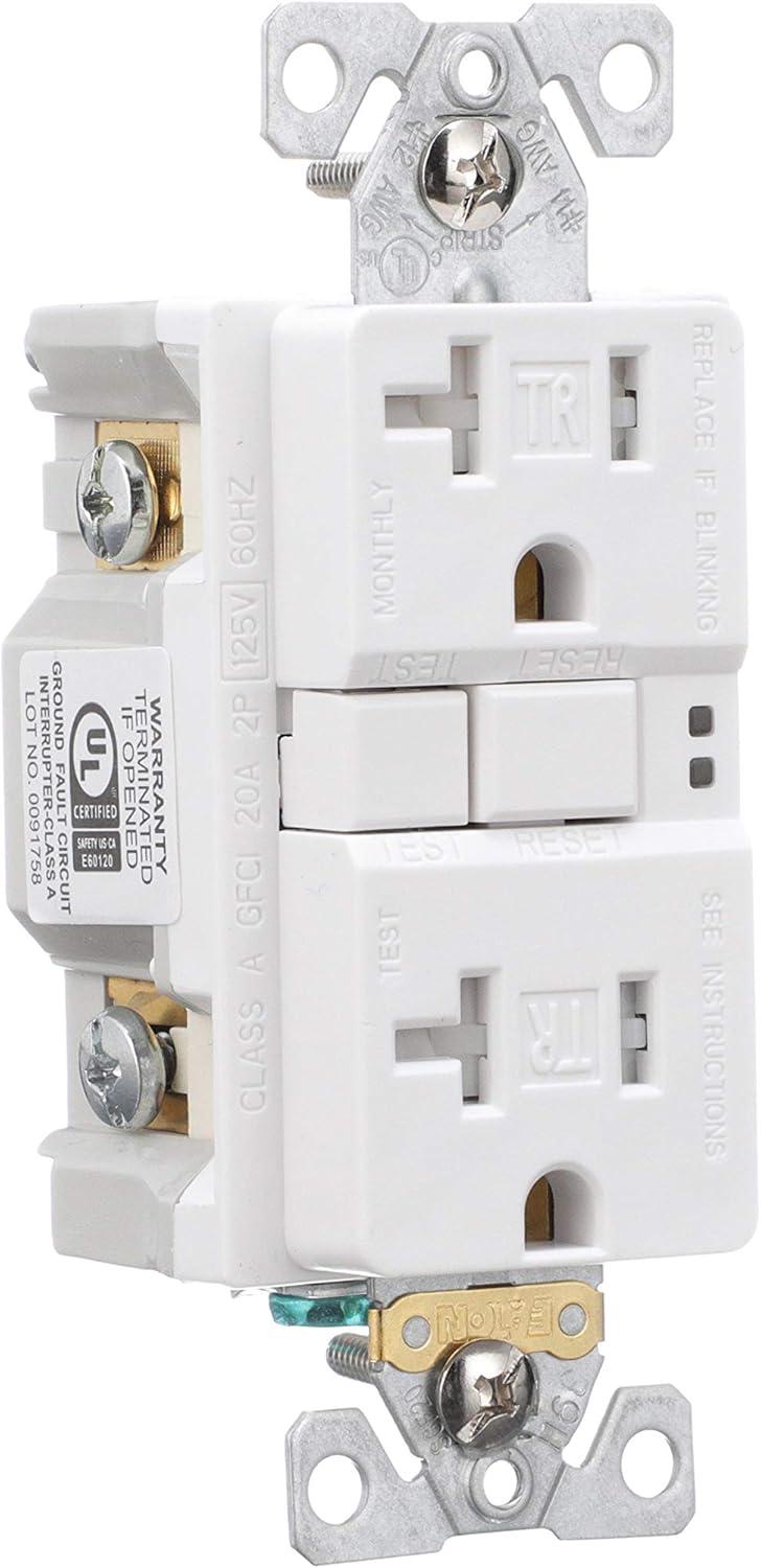 White 20A Tamper Resistant GFCI Duplex Receptacle with Wall Plate