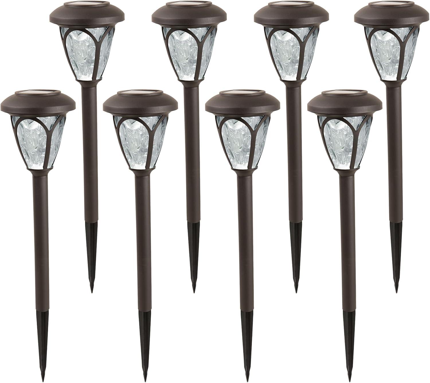 17" Brown Solar Powered LED Pathway Light Set of 8