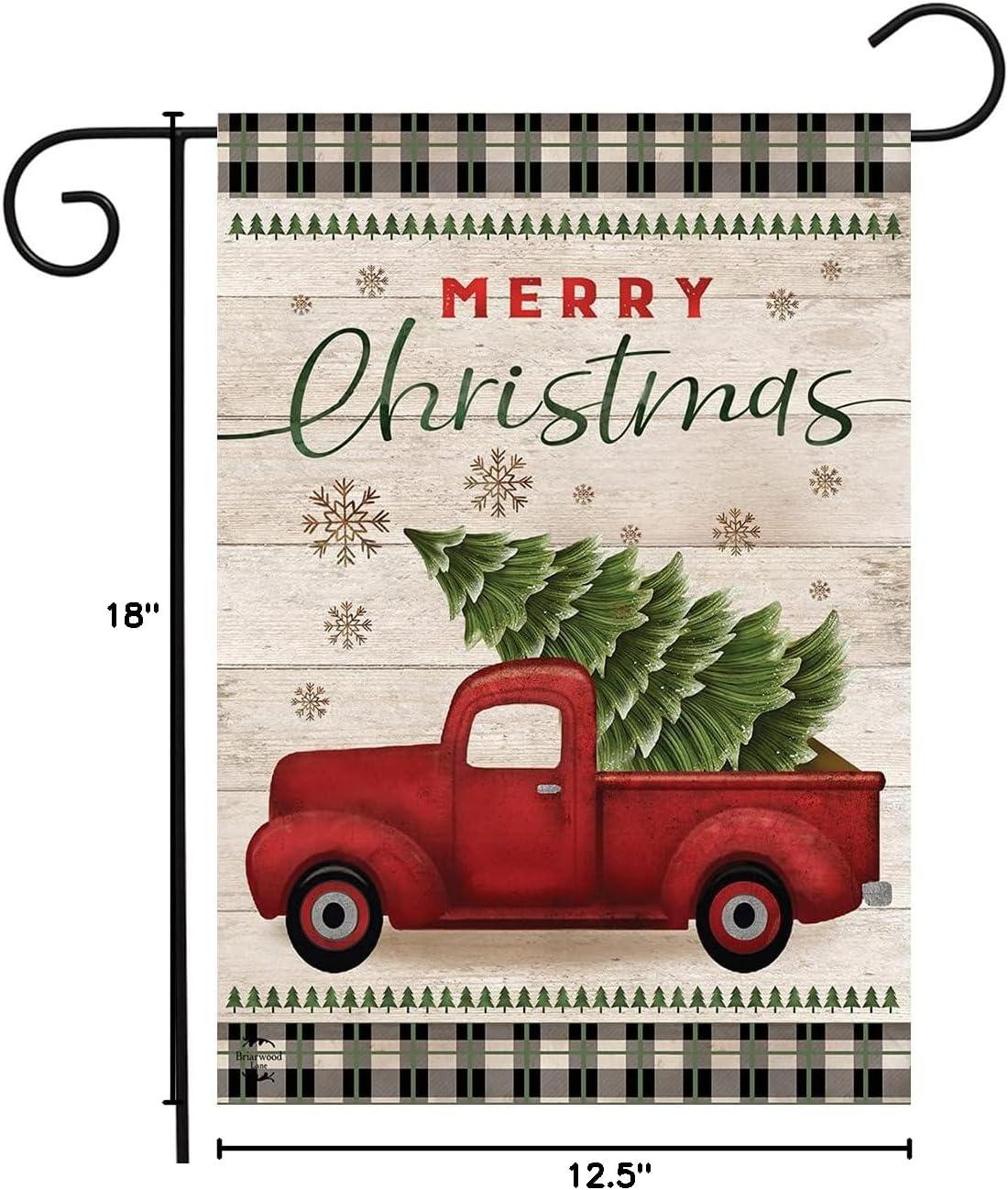 Merry Christmas Pickup Truck Garden Flag Rustic 12.5"x18" Briarwood Lane