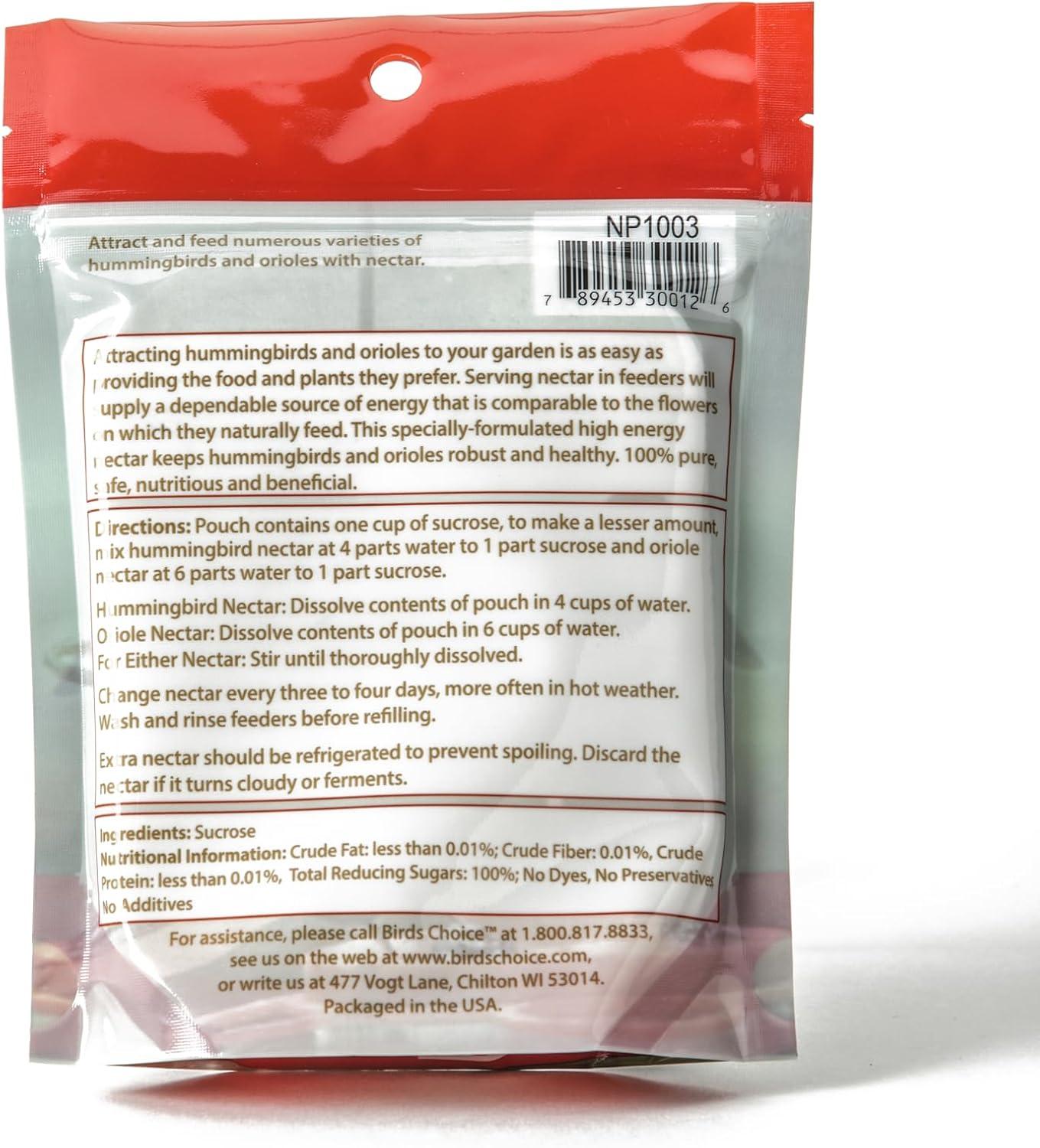 Birds Choice 8oz Hummingbird & Oriole Nectar: Easy-Mix, High-Energy, Flower-Simulating Food Formula