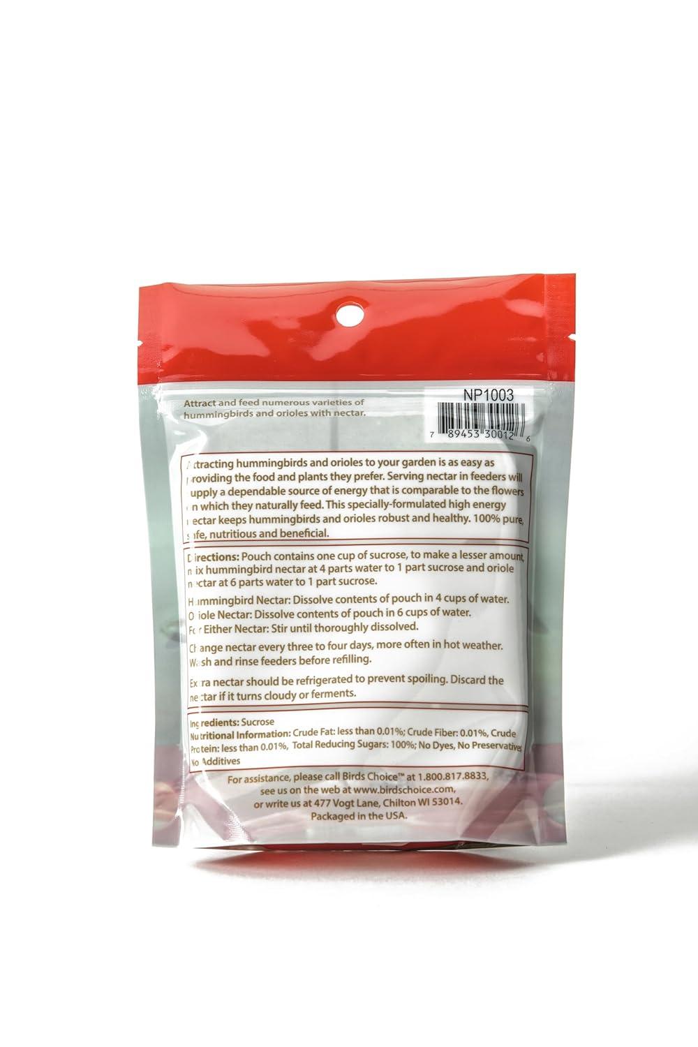 Birds Choice 8oz Hummingbird & Oriole Nectar: Easy-Mix, High-Energy, Flower-Simulating Food Formula
