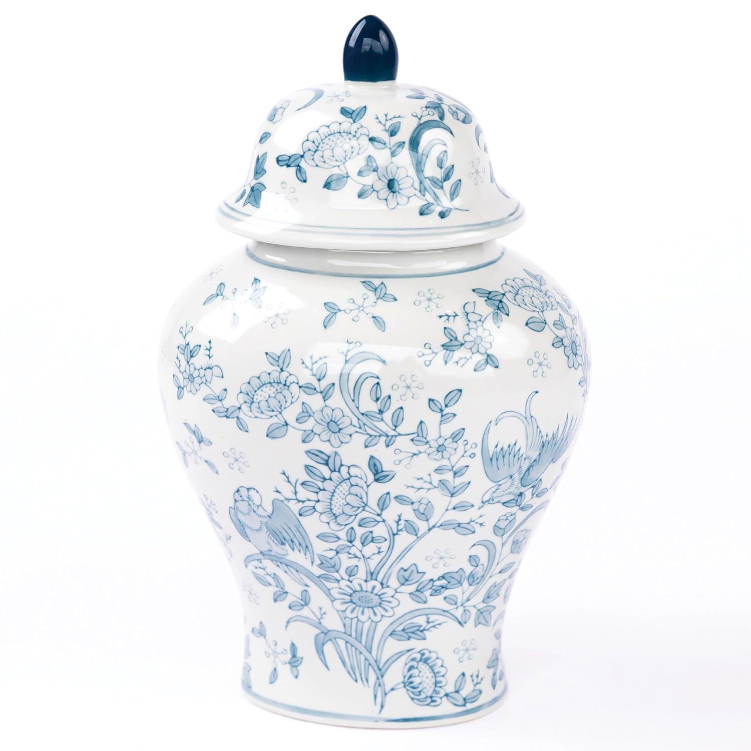 OneWorld Memorials Ceramic Cremation Urn for Adult Human - Large Memorial - Holds Up to 200 Cubic Inches of Ashes - Blue Bird Ceramic Funeral Urns