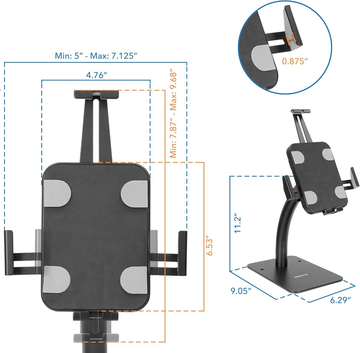 Black Adjustable Anti-Theft Tablet Countertop Kiosk Stand