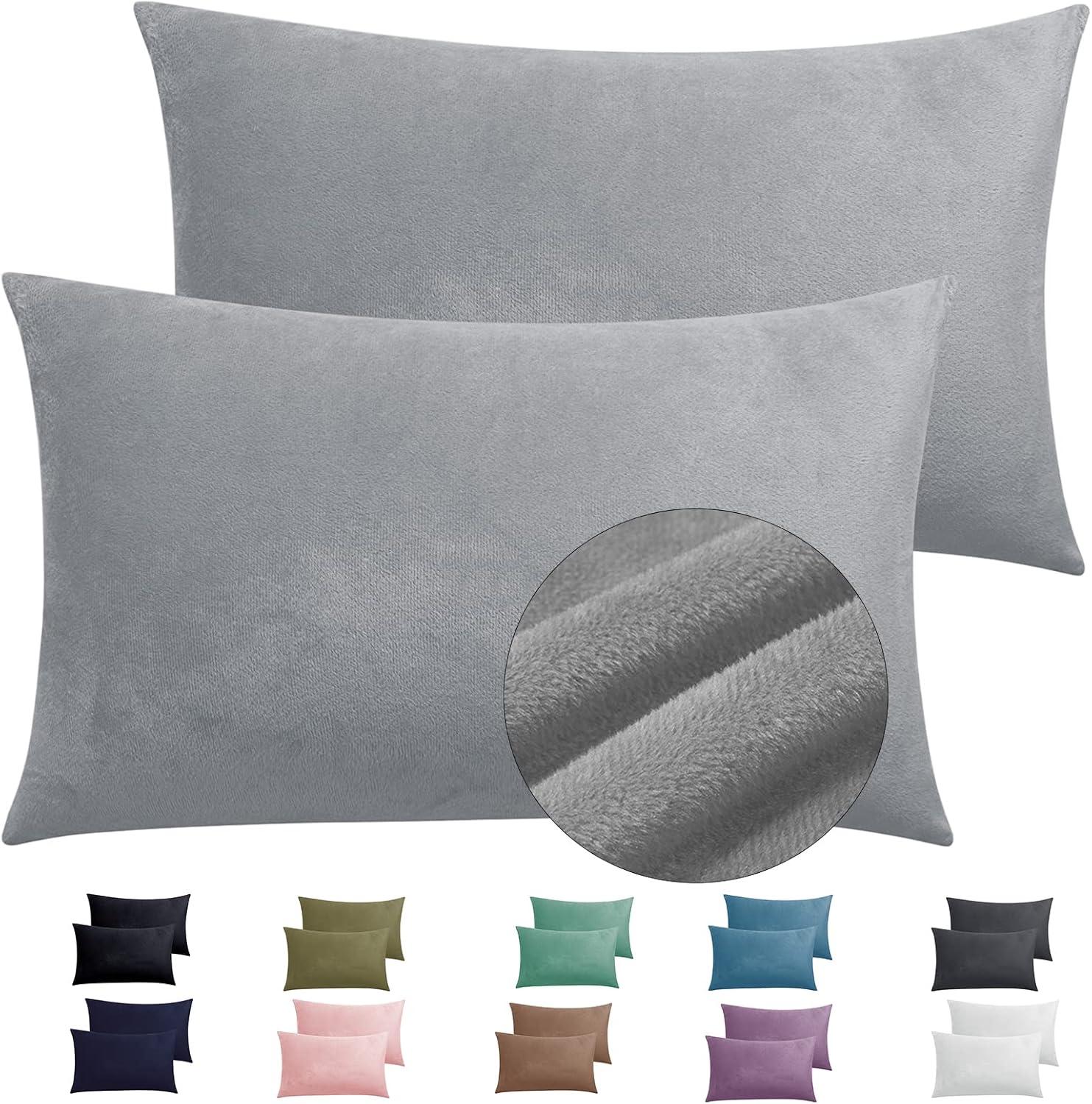 NTBAY Zippered Pillowcases, Luxury Velvet Flannel Pillow Cases, Super Soft - NTBAY (Set of 2)