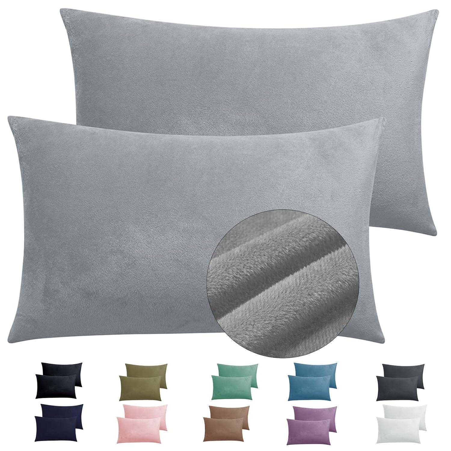 NTBAY Zippered Pillowcases, Luxury Velvet Flannel Pillow Cases, Super Soft - NTBAY (Set of 2)