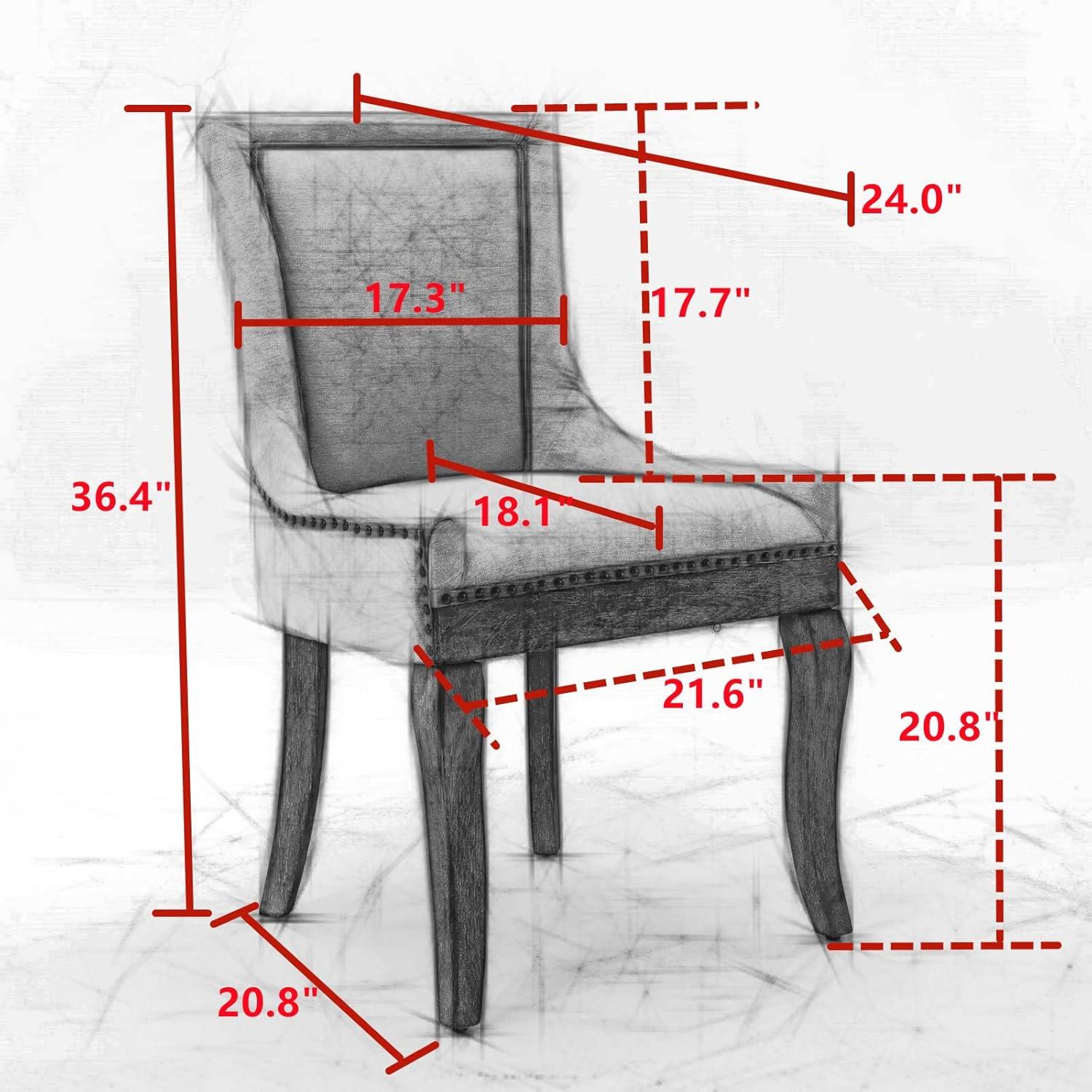 Beige and Black Upholstered Dining Chairs with Wood Legs