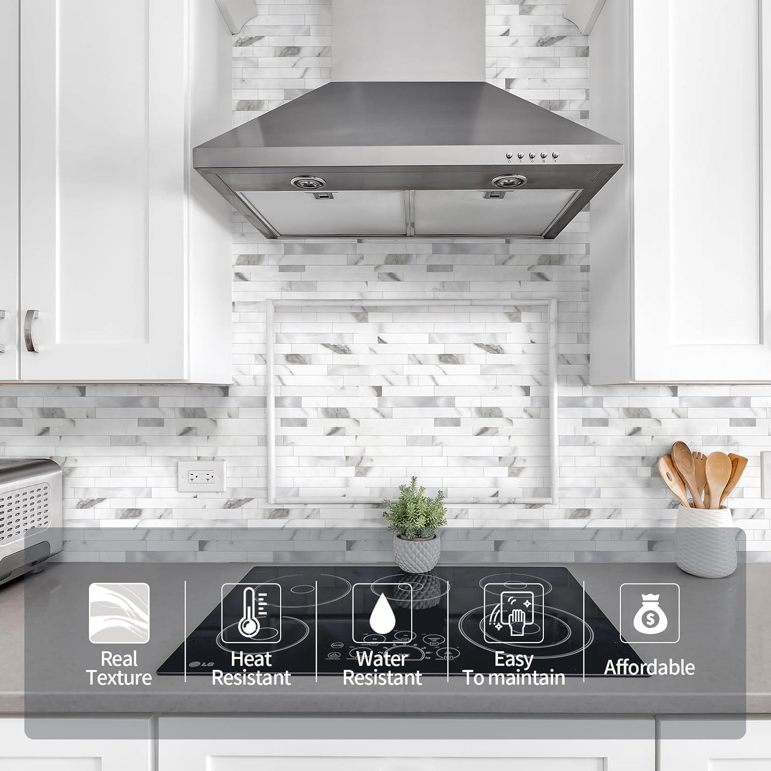 10-Pack Peel and Stick Tile Backsplash 12"X12" PVC Wall Tiles, Stick on Backsplash for Kitchen, Bathroom Tile, Fireplace Décor, Laundry Table, Stair Decals in Cala Golden