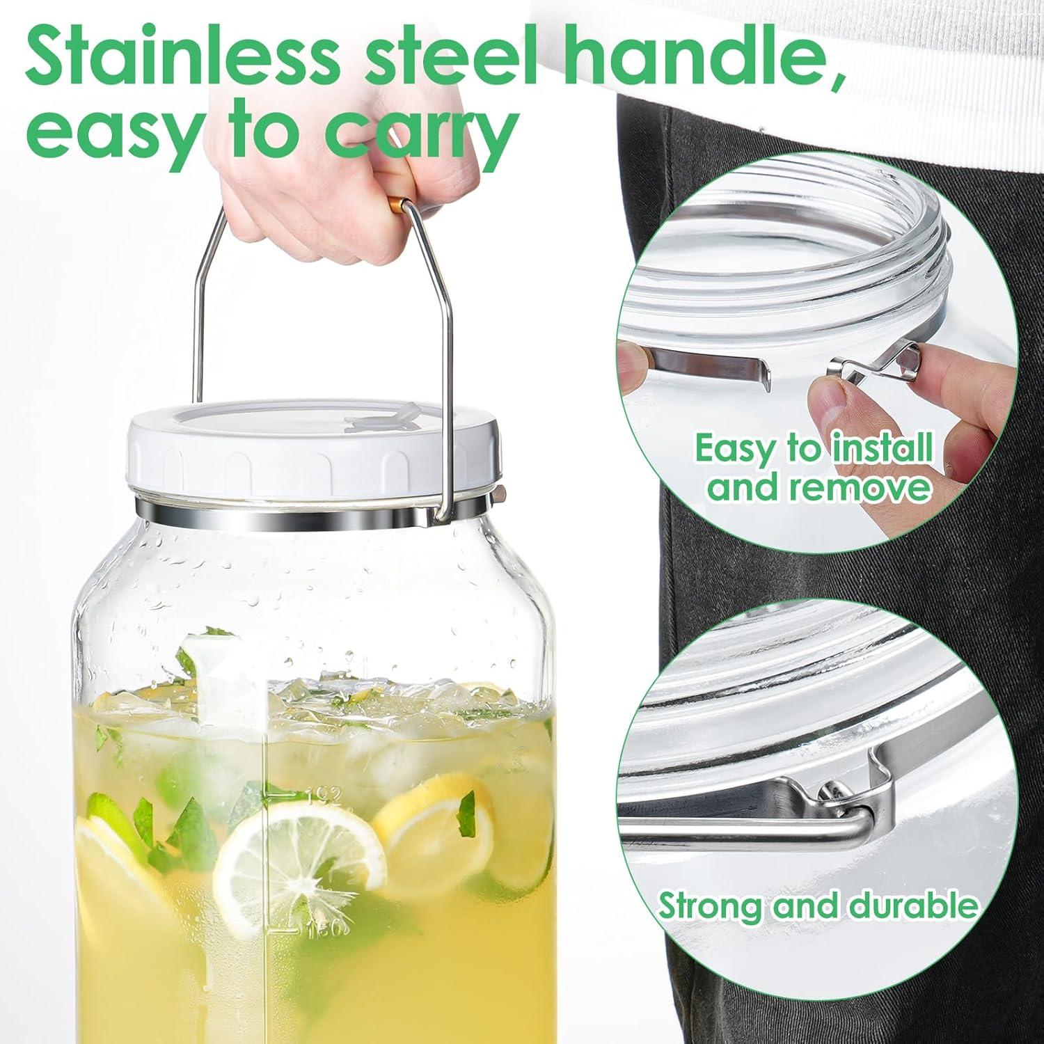 Mint Pantry® 2 Gallon Drink Dispenser For Parties(7600ML), 1 Pack Leak Proof Beverage Dispenser With Stand AND Handle, Glass Water Dispenser With Stainless Steel Spigot & Scale Mark & Chalkboard