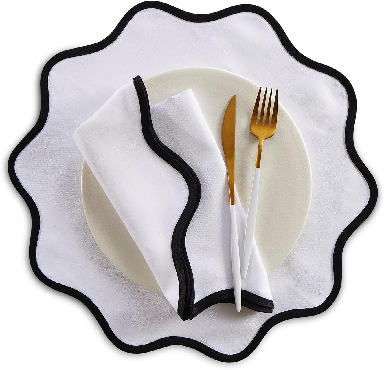 Solino Home Narrow Stripe - 100% Pure Linen Dinner Napkins (Set of 4)