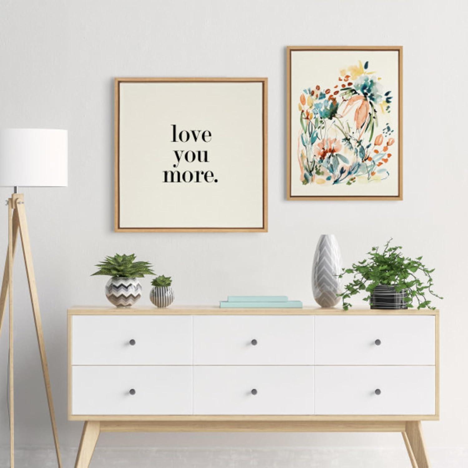 Kate & Laurel All Things Decor 22"x22" Love You More Flinen Framed Canvas by Maggie Price of Hunt and Gather Goods Natural