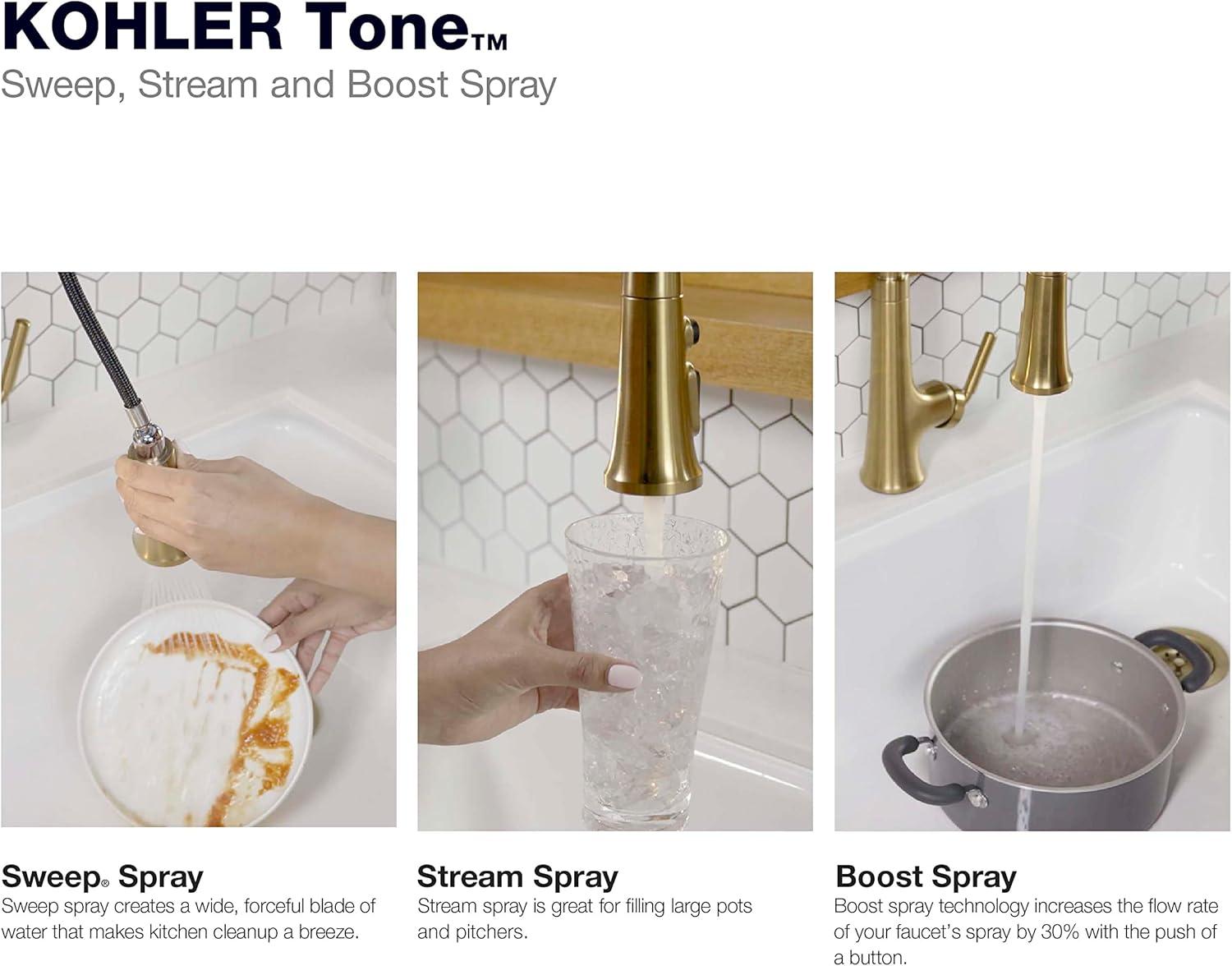 Tone Touchless Pull-Down Kitchen Sink Faucet with Three-Function Sprayhead