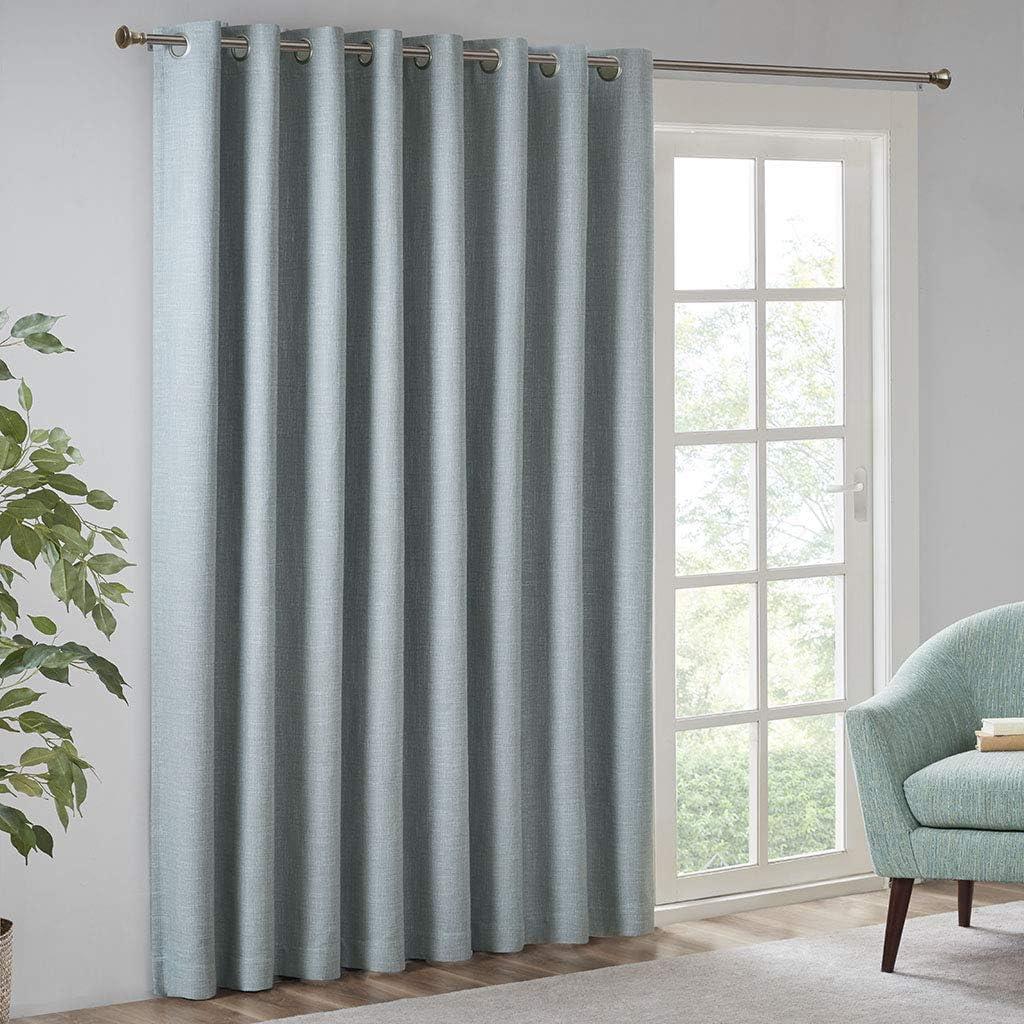 Madison Park Maya Printed Heathered Blackout Grommet Top Single Curtain Panel