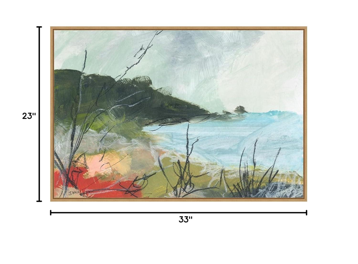 33" x 23" Wandering No 2 by Jan Weiss Framed Canvas Wall Art Print - Amanti Art: Modern Lithograph, Polystyrene Frame