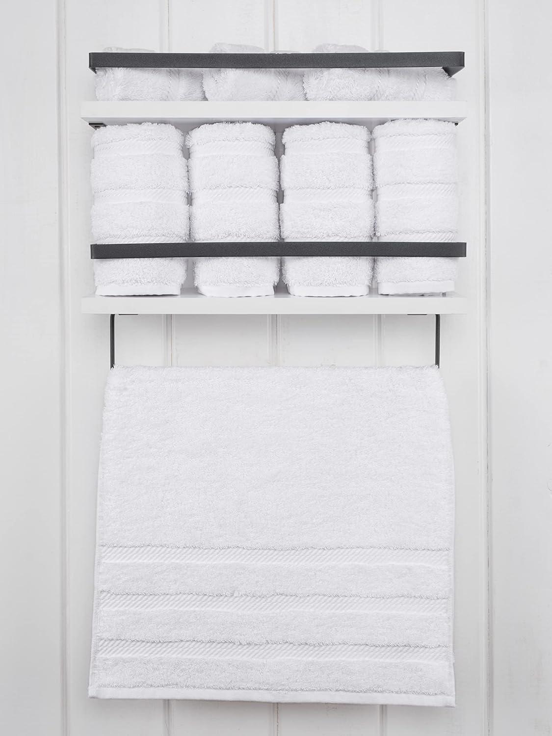 American Soft Linen 4 Pack Hand Towel Set, 100% Cotton, 16 inch by 28 inch, Hand Face Towels for Bathroom, Bright White