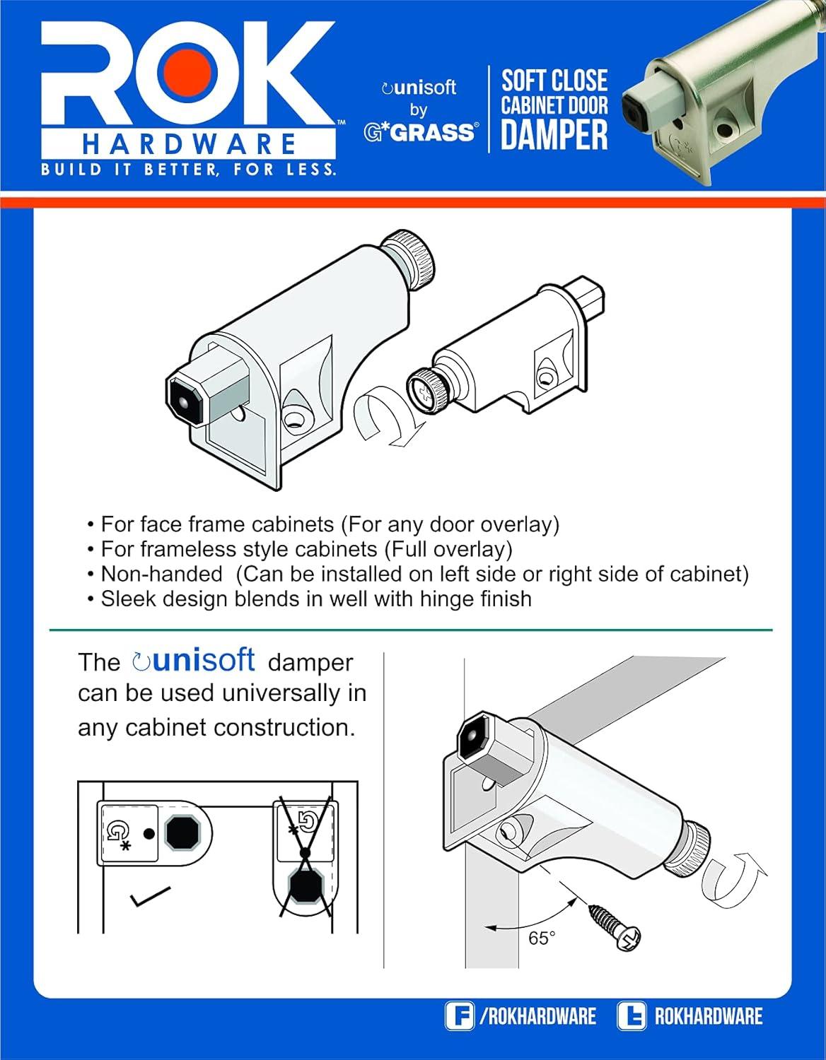 25 Pack ZRQarq Hardware Soft Close Damper for Cabinet Doors/Compact/SoftClose Cabinet Adapter/Hardware/Hinge Polished Finish, SCD103