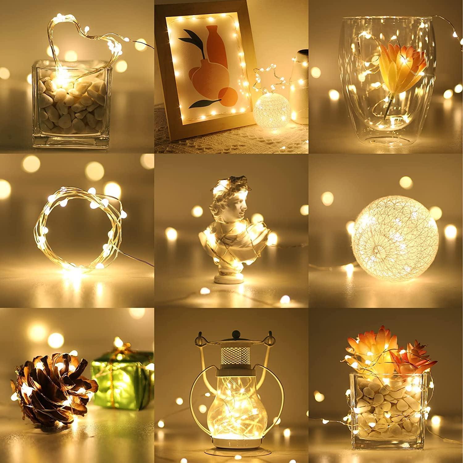 Lighting EVER Fairy Lights Battery Operated 20 LED Mini String Lights, Small Pixie Lights for Mason Jars, Crafts, DIY Wedding Party Centerpieces, Bedroom Wall Vines Holiday Garland, 8 Pack