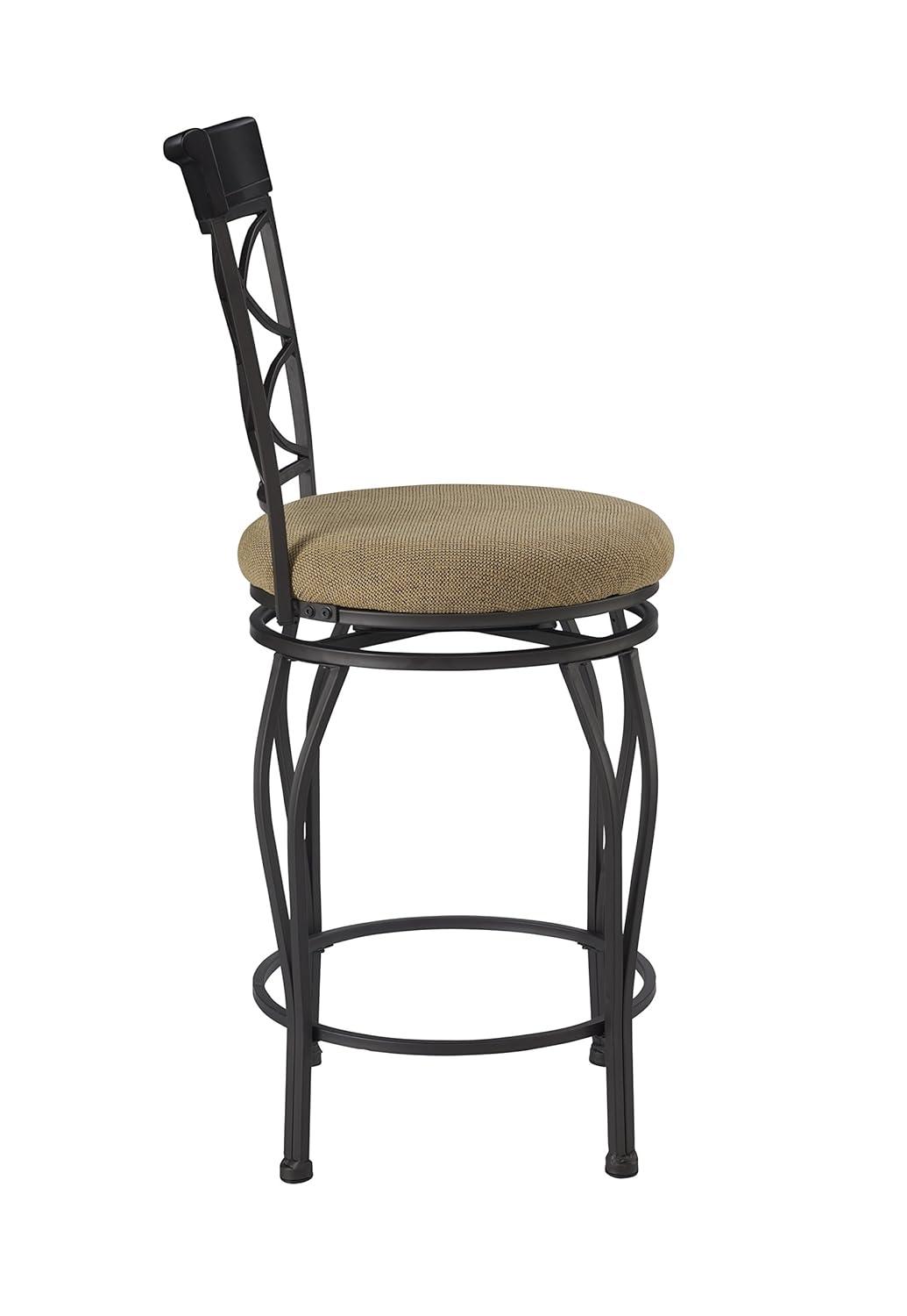 Linon Taburete de Bar Curves, Marrón Metalizado, Altura Del Asiento de 24 Pulgadas