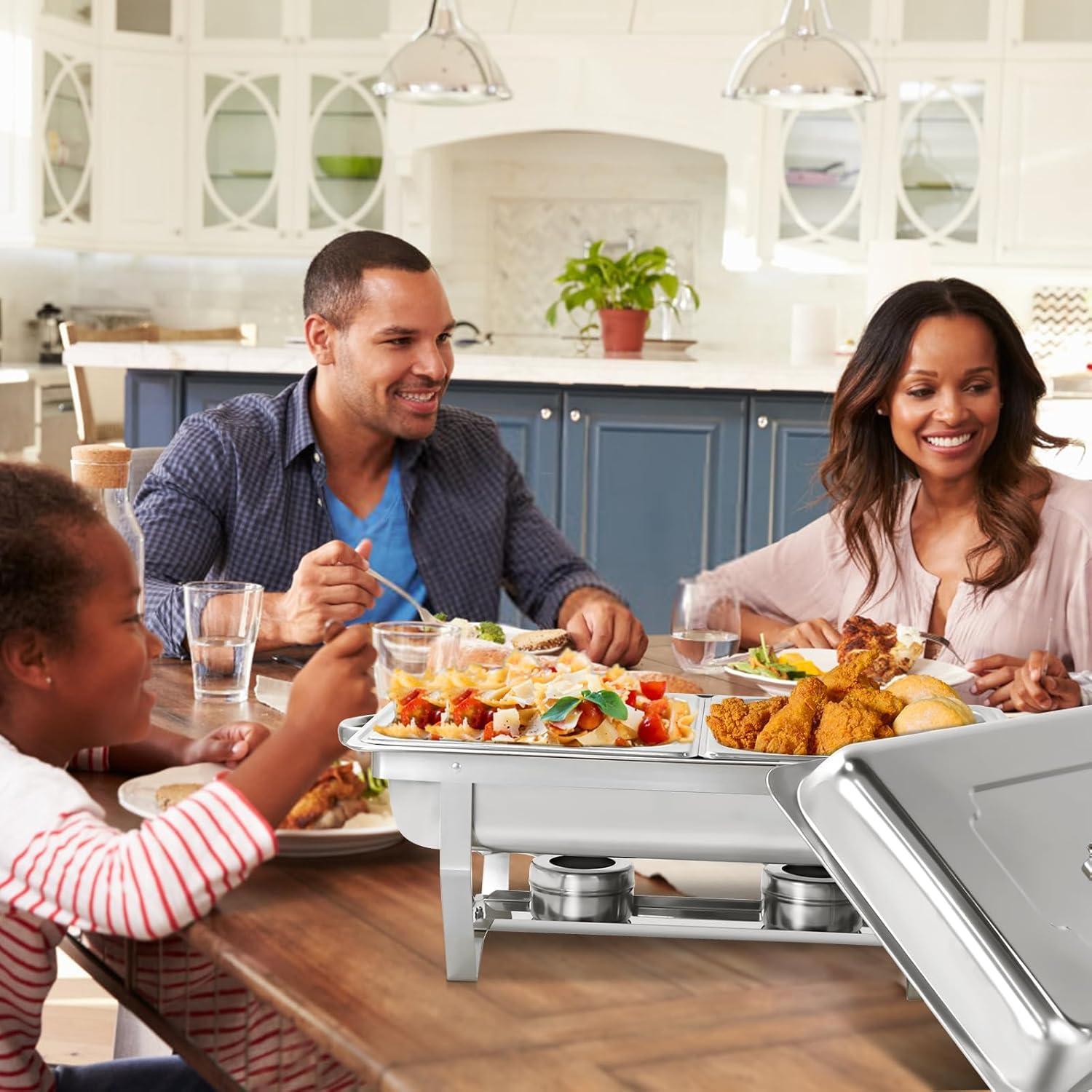 The Party Aisle™ Chafing Dishes For Buffet 4 Pack, 8 Qt Stainless Steel Chafers And Buffet Warmers Sets With Lid, Rectangle Serving Food Warmer Catering Supplies Buffet Display For Parties