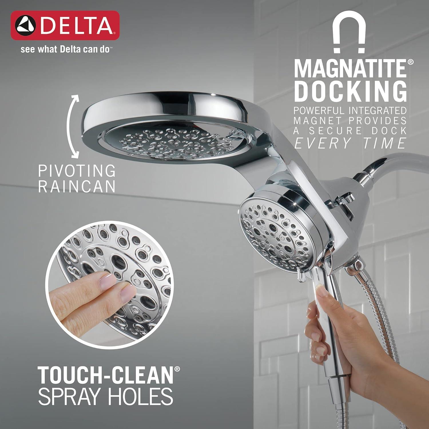 HydraChoice Hydrorain 5 Spray Dual Shower Head and Handheld Shower with H2Okinetic 1.75 GPM