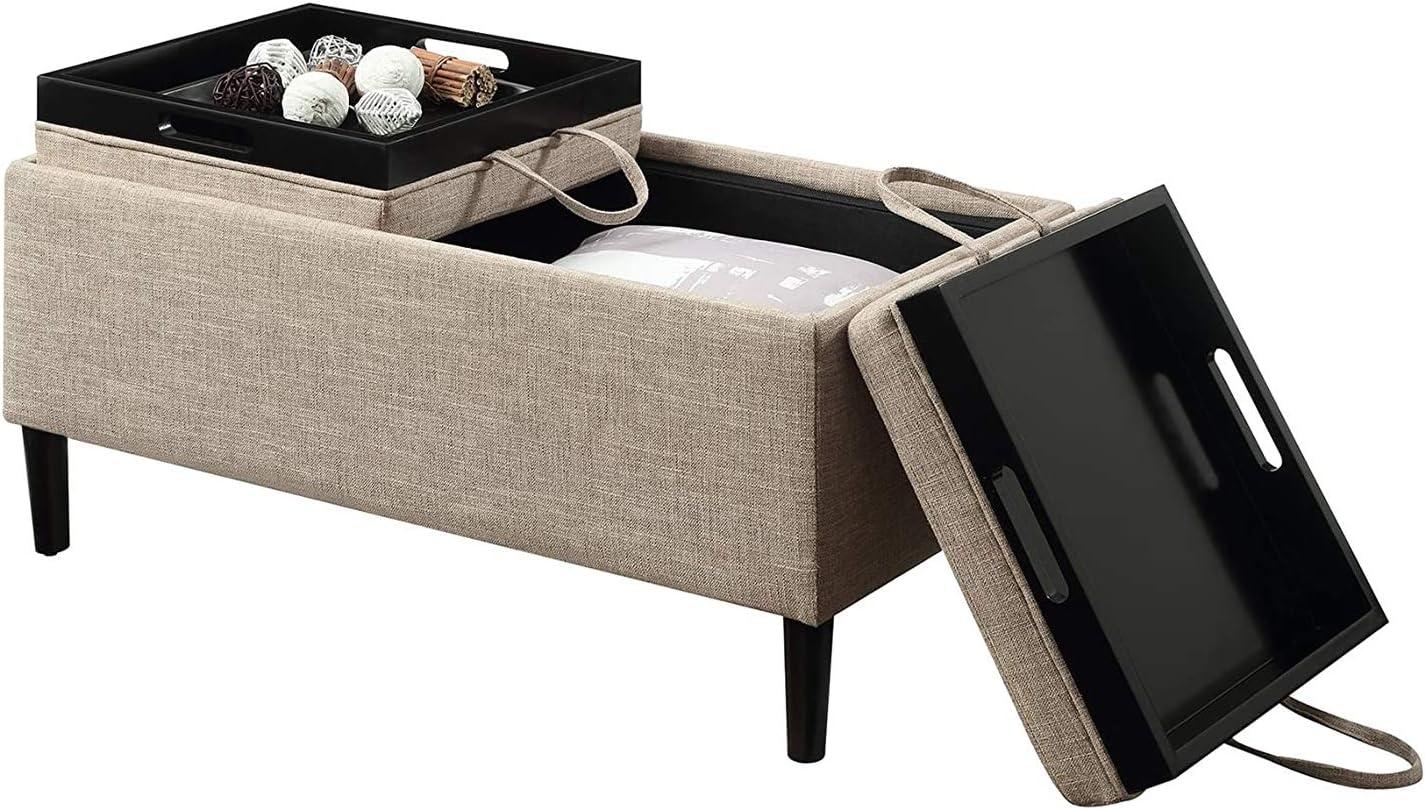 Convenience Concepts Designs4Comfort Storage Ottoman with Trays in Cream Fabric