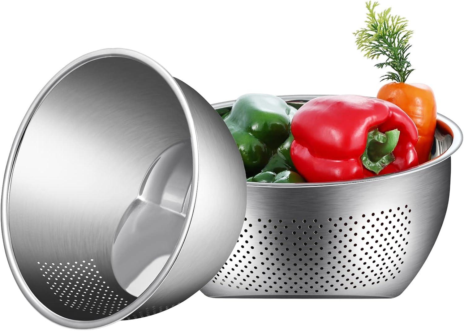 Stainless Steel 3.5-Qt Colander and Mixing Bowl Set