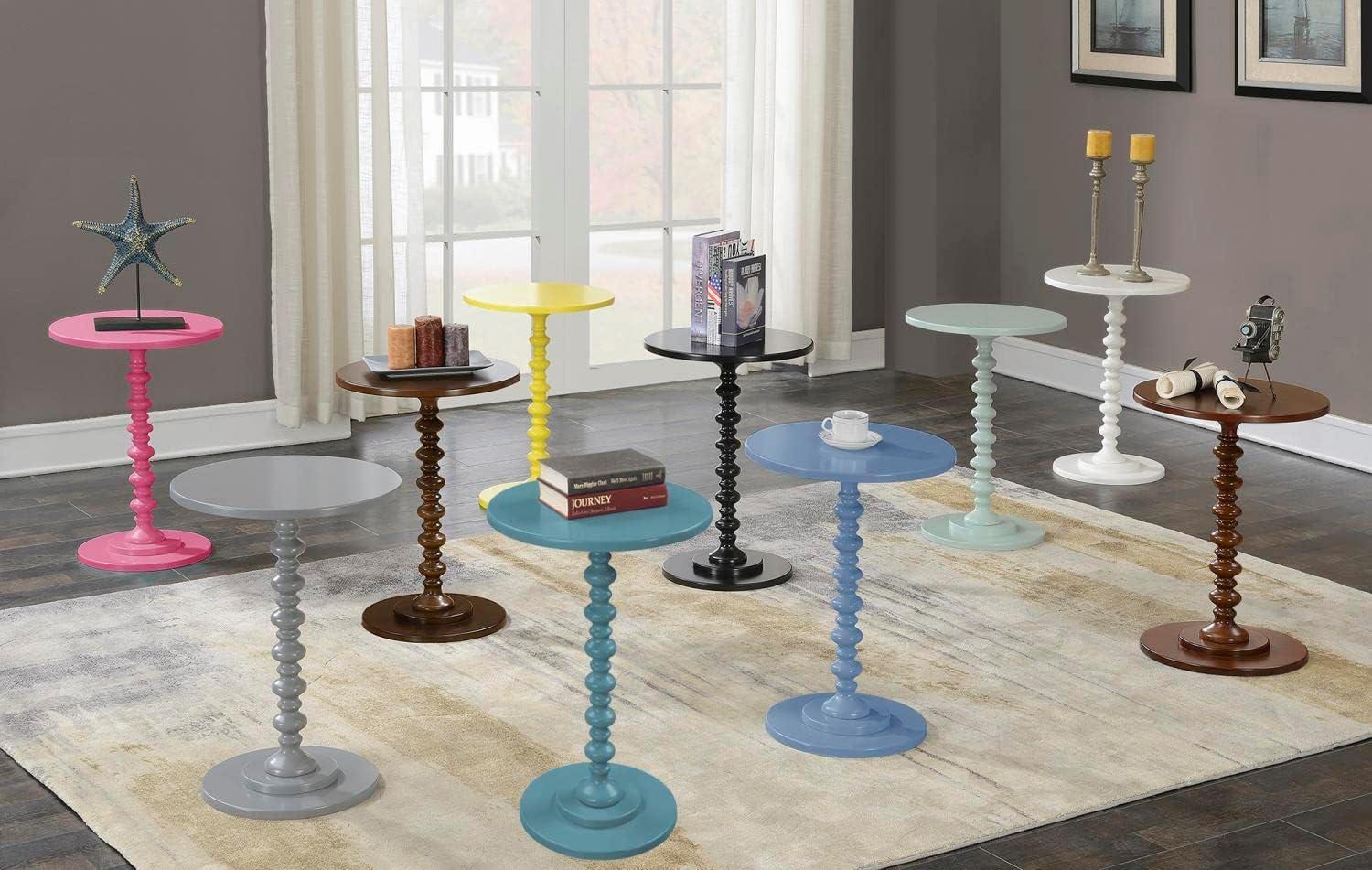 White Pinewood Round Spindle Bar Table