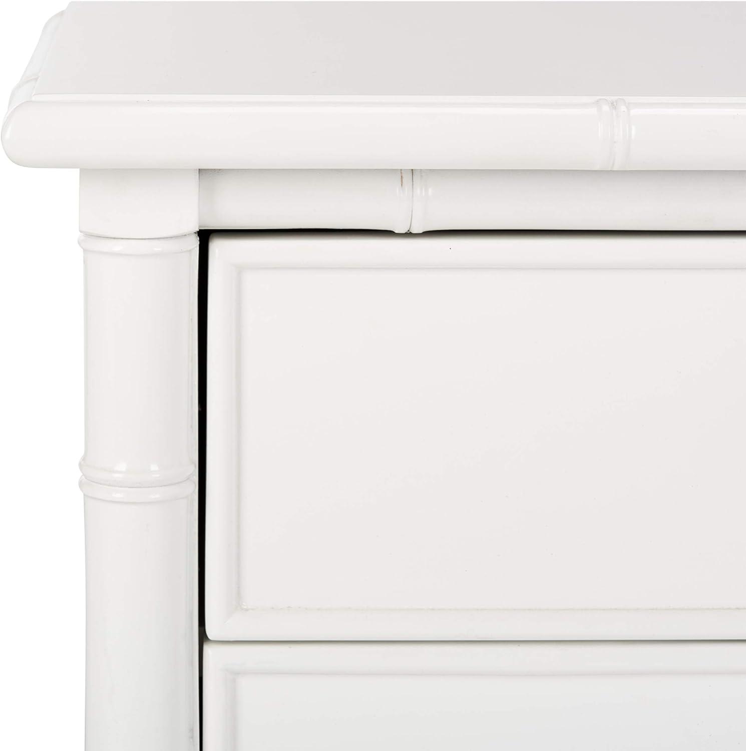 White Bamboo 2-Drawer 25" Transitional Nightstand