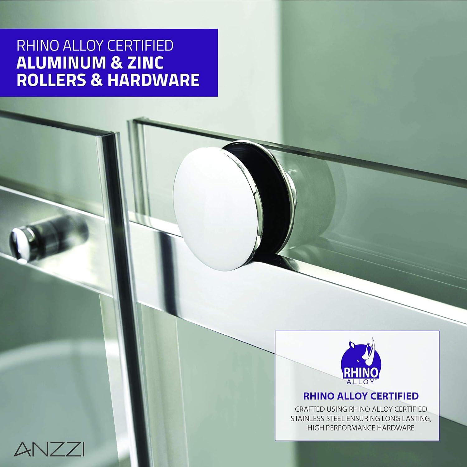 Anzzi SD-FRLS05701CH 48 x 76 in. Rhodes Series Frameless Sliding Shower Door with Handle, Chrome