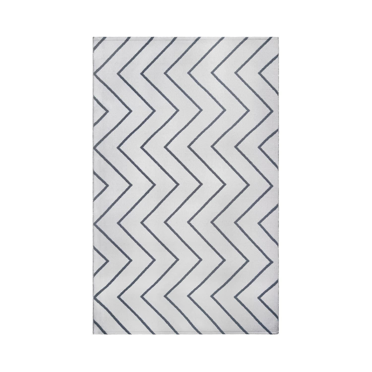 Kent Modern Chevron Zig-Zag Indoor/ Outdoor Area Rug By Haus & Home Ivory