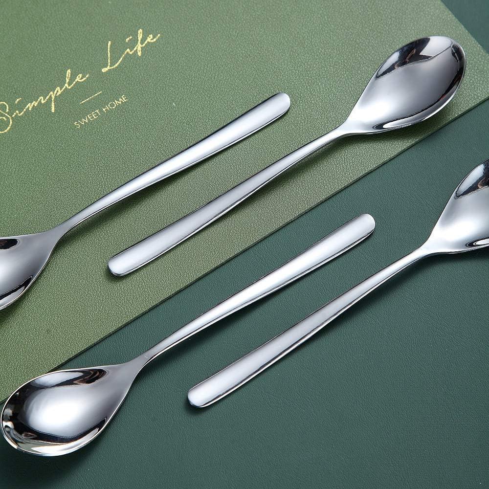 6.6" Silver Stainless Steel Modern Teaspoon Set, 12 Pieces