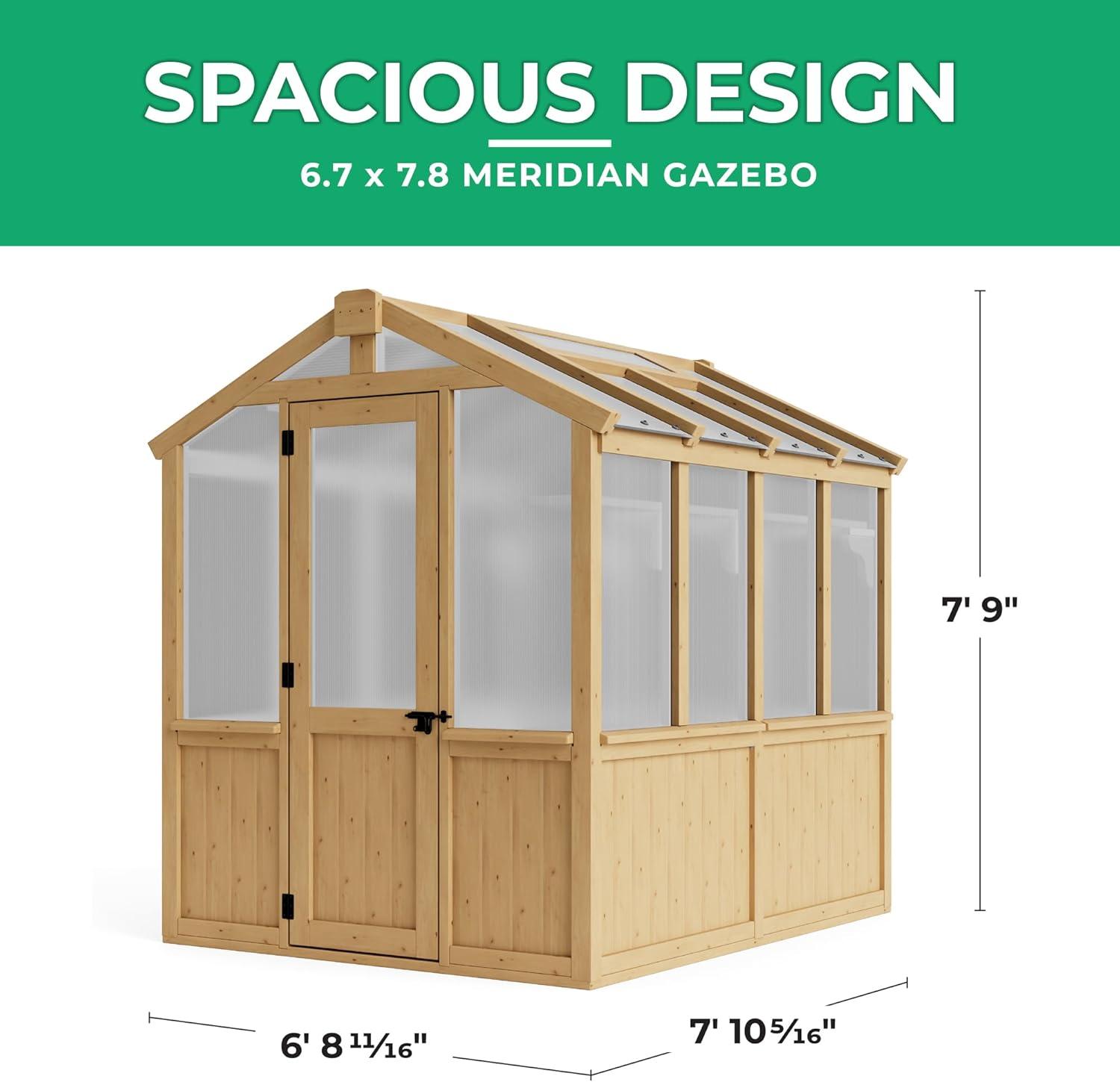 Beige Cedar Walk-In Greenhouse with Polycarbonate Windows