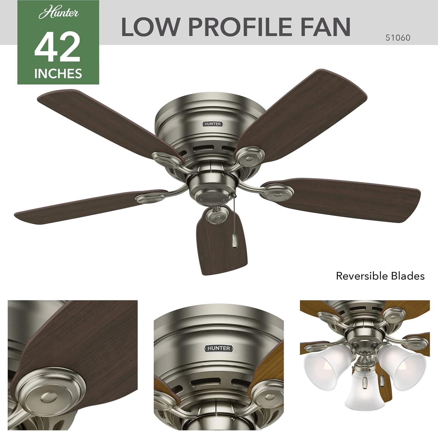 42" Low Profile IV 5 - Blade Ceiling Fan with Pull Chain