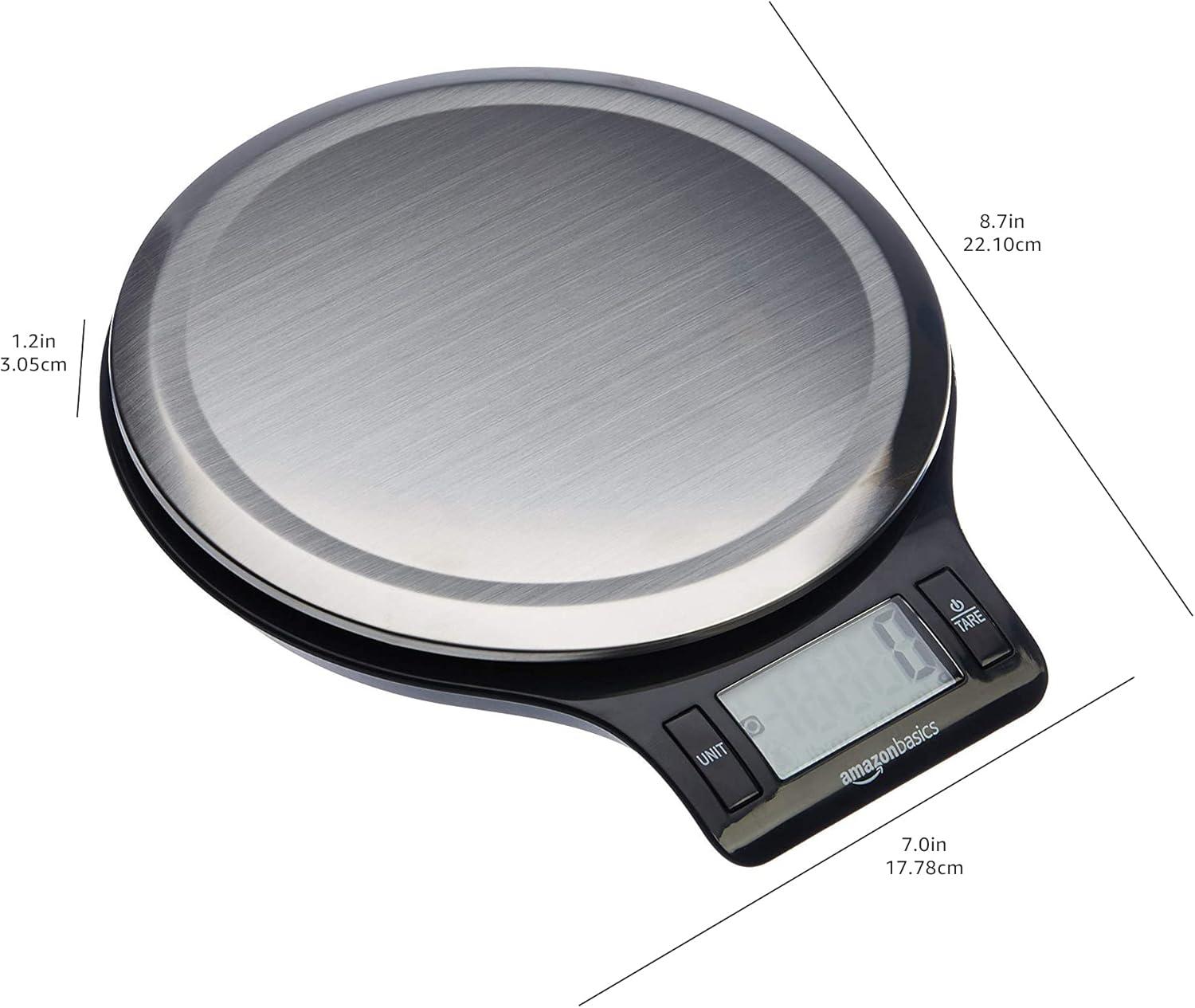 Black and Stainless Steel Digital Kitchen Scale with LCD Display